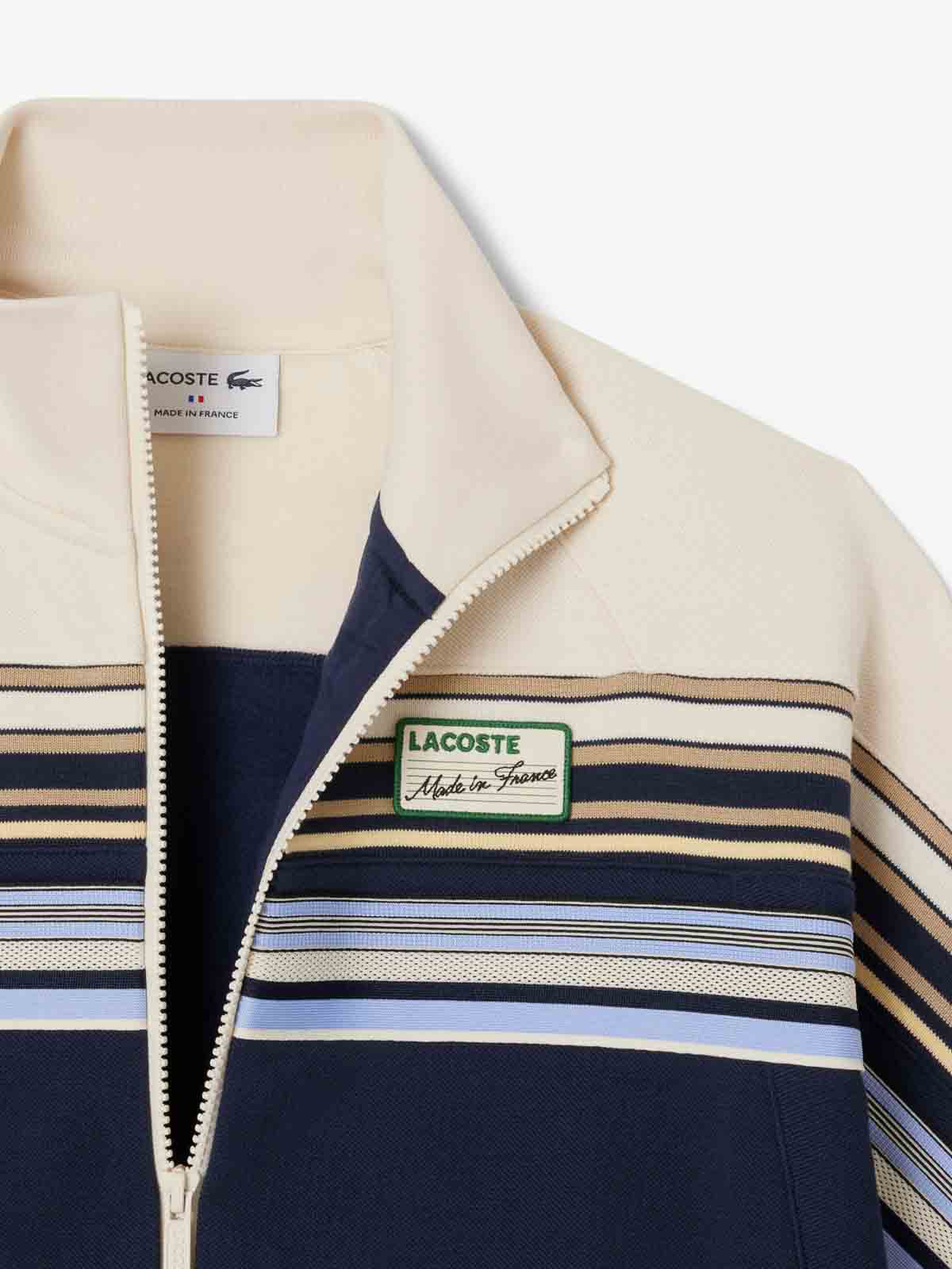 Lacoste Zipper Sweater Made In France In Blue