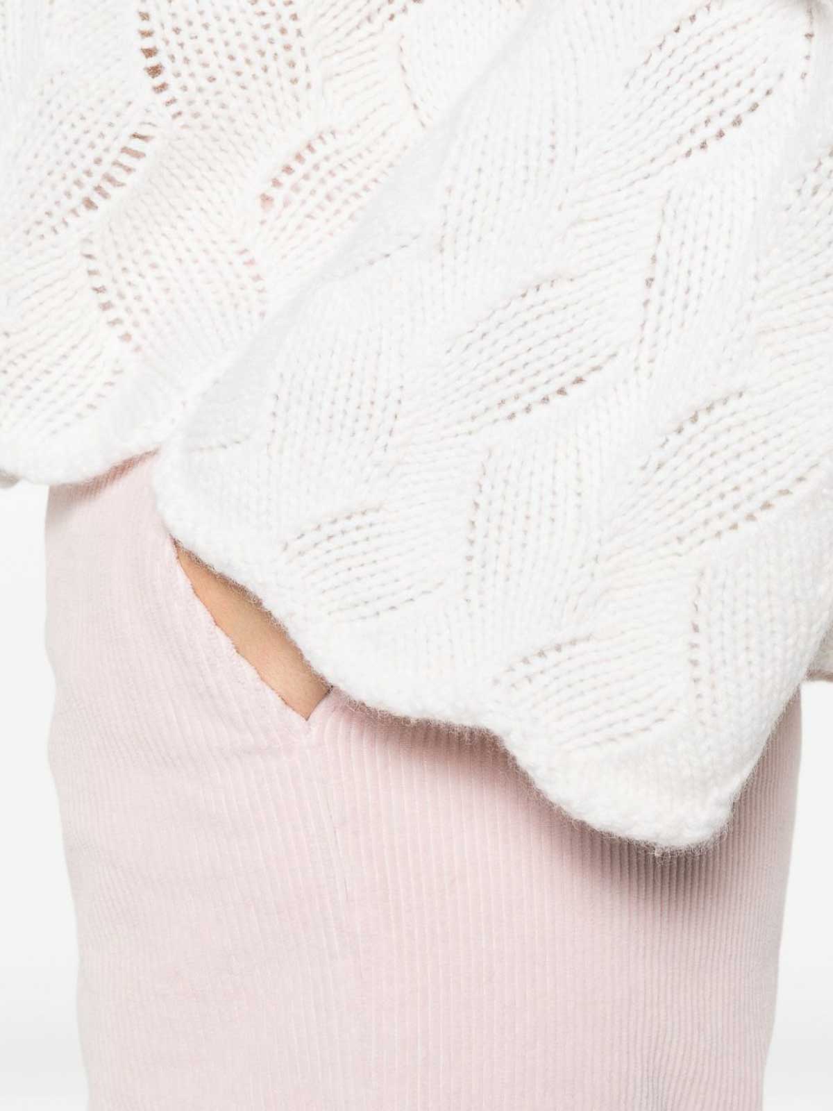 Twinset Textured Cable Knit Sweater With High Turtleneck In White