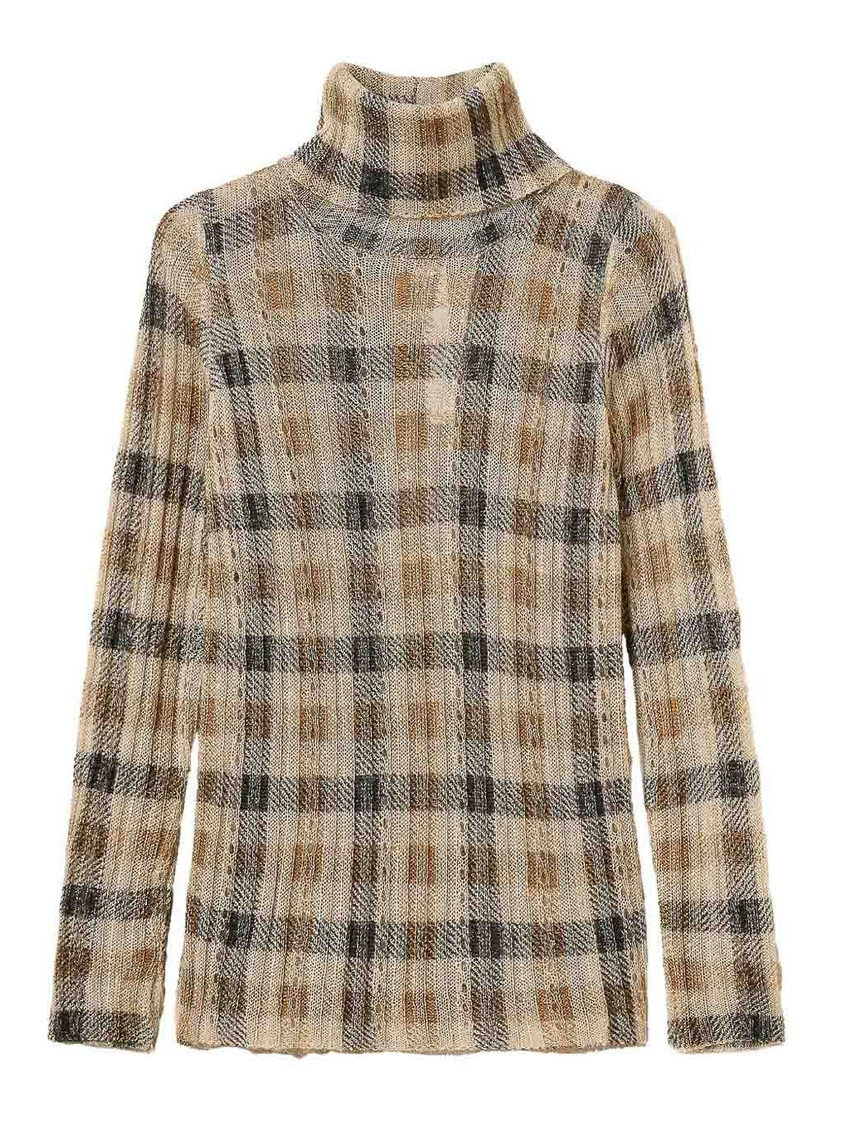 Twinset Twin-set Turtle Neck Sweater Print In Brown