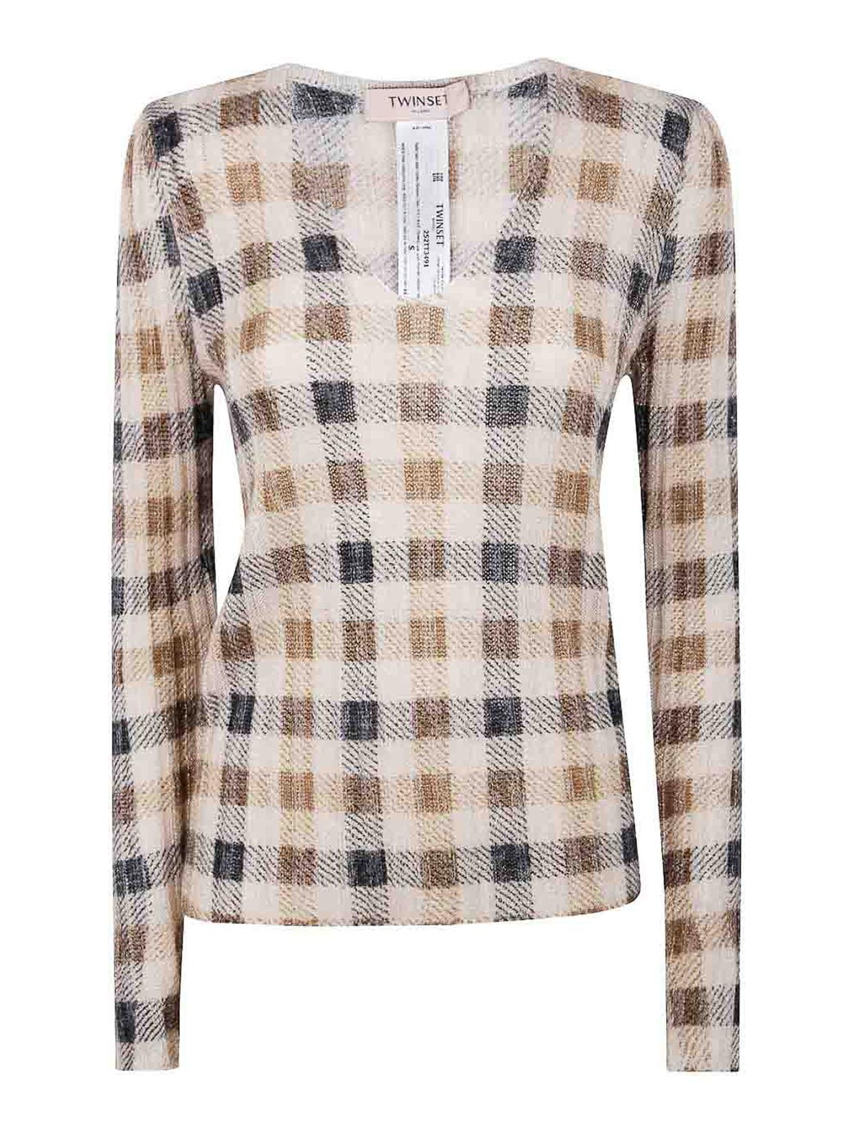 Twinset Twin-set Round Neck Sweater Print In Brown