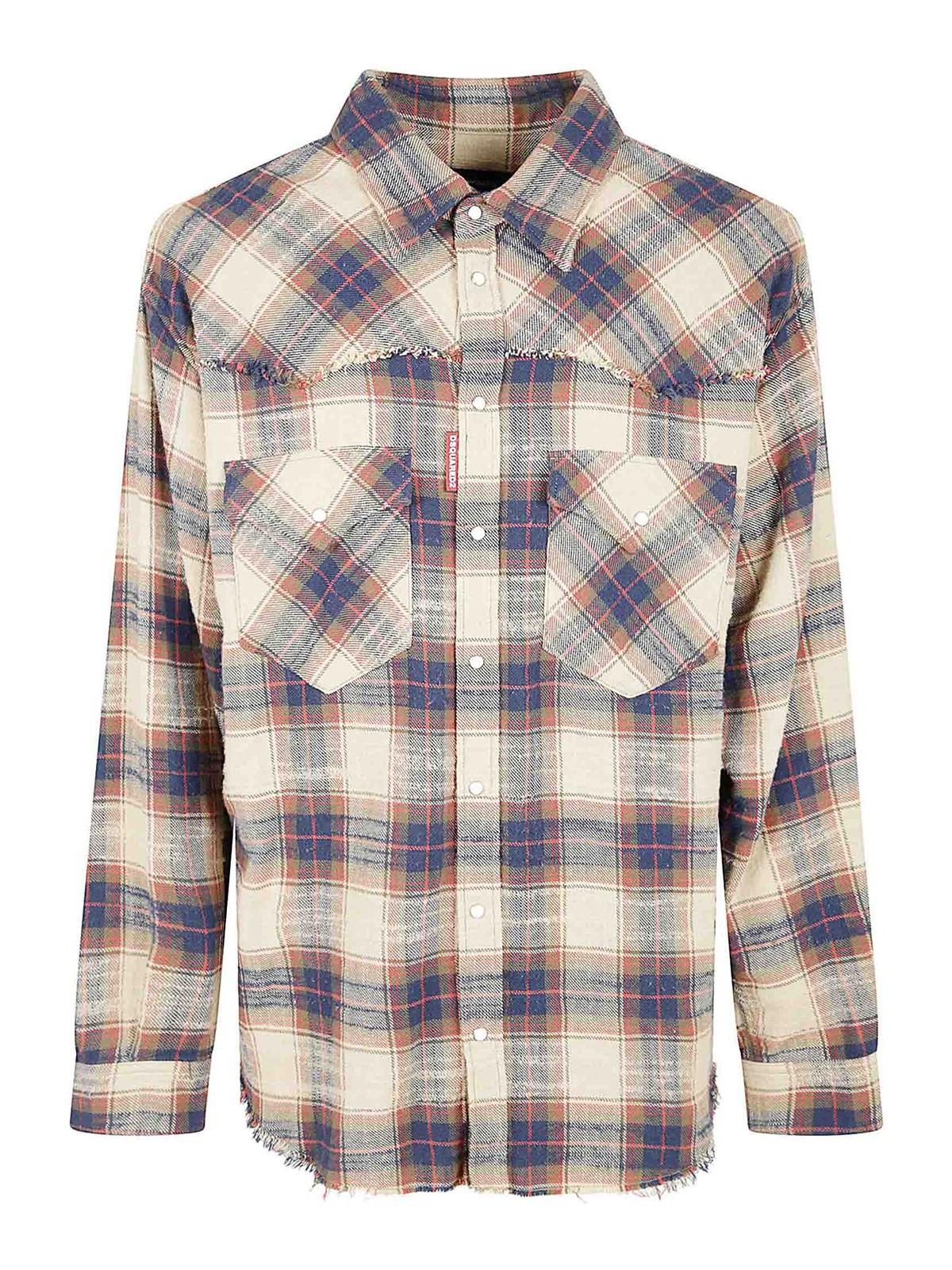 Dsquared2 Plaid Button-down Shirt With Chest Pockets In Brown