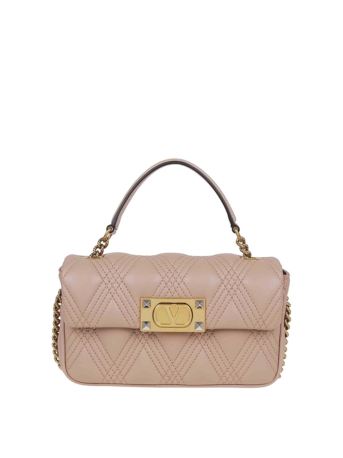 Valentino Garavani Small Top Handle Bag Quiltie 67 In Pink
