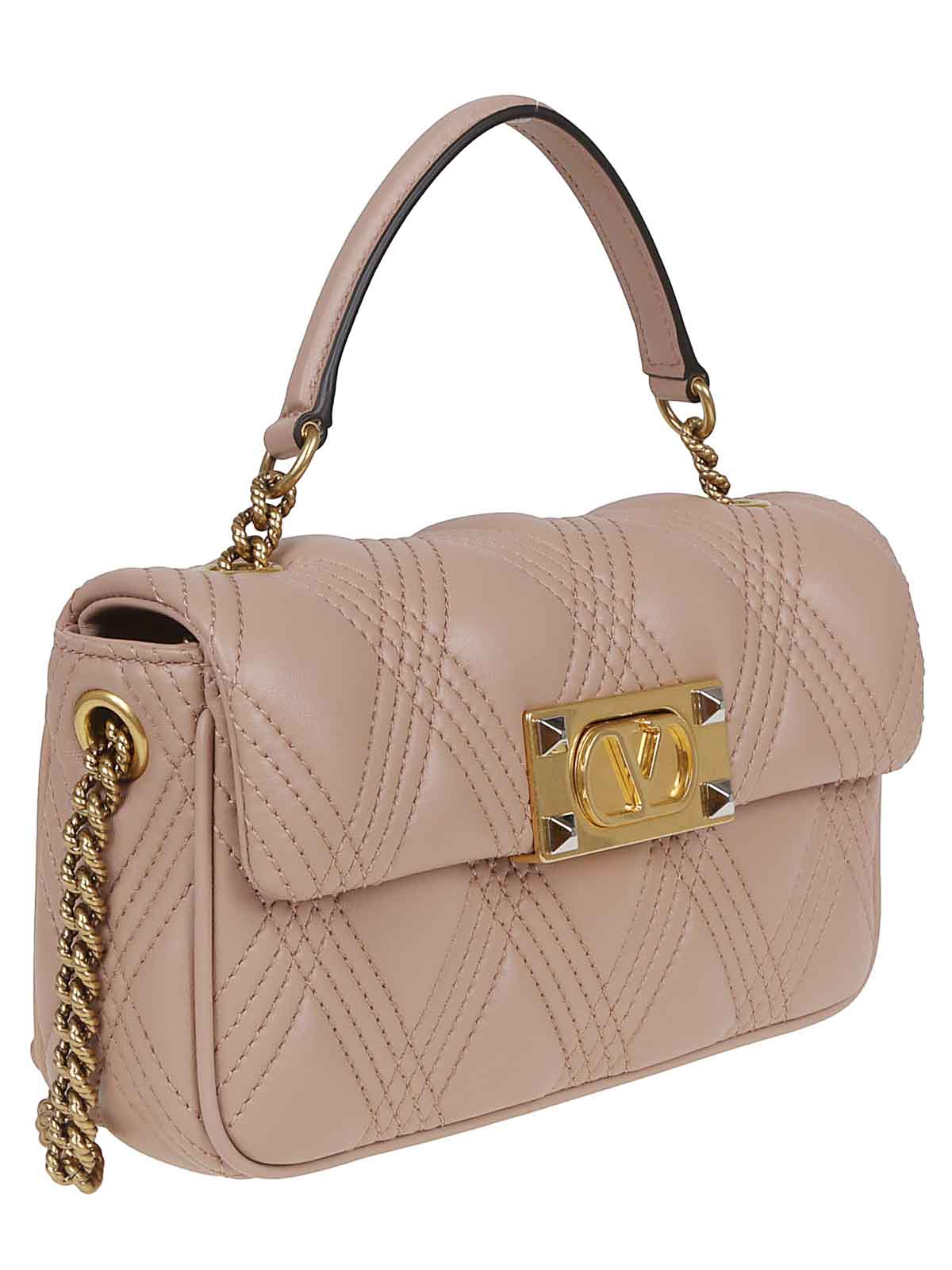 Valentino Small Top Handle Bag Quiltie 67 In Pink