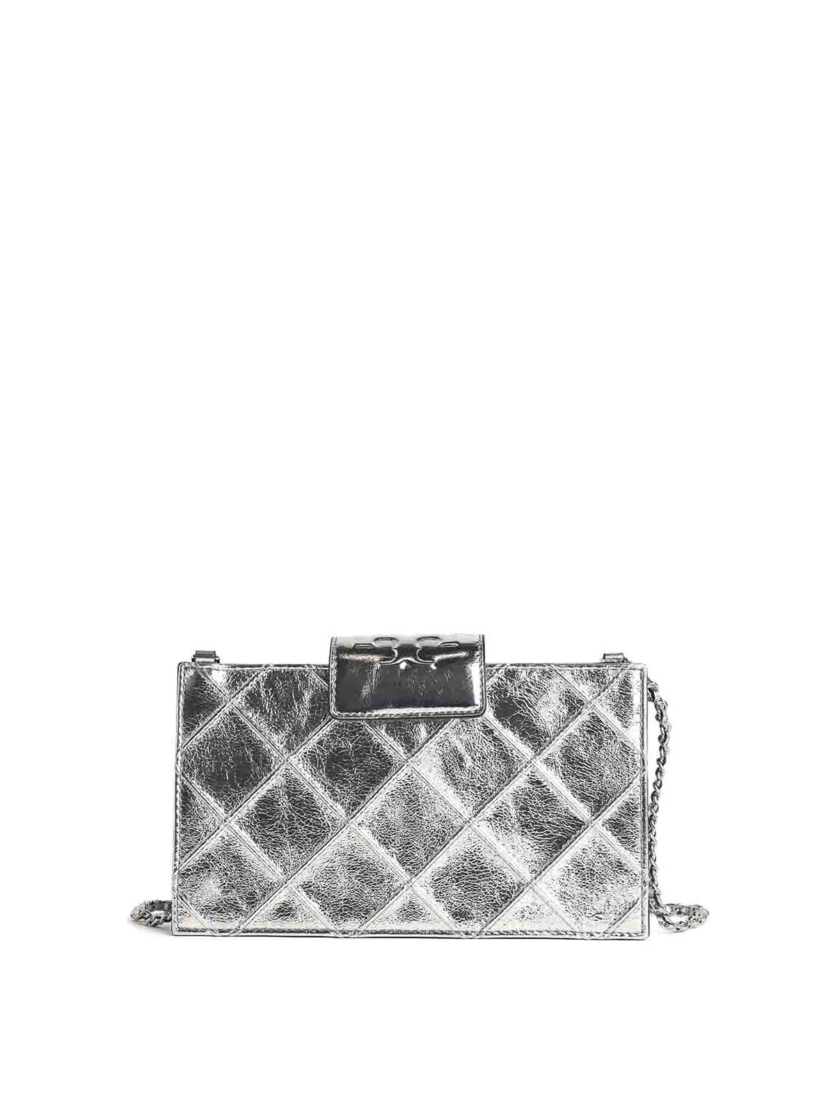 Tory Burch Silver Leather Crossbody Bag