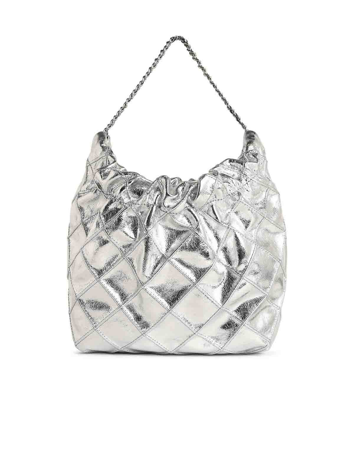 Tory Burch Fleming Mini Bag In Silver Leather In Silver