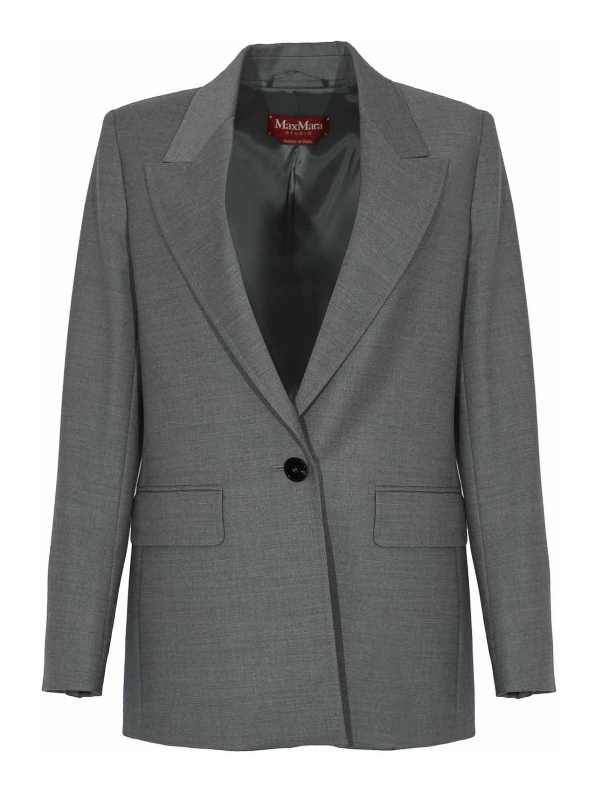 Max Mara Bolsena Regular Fit Flannel Blazer In Gray