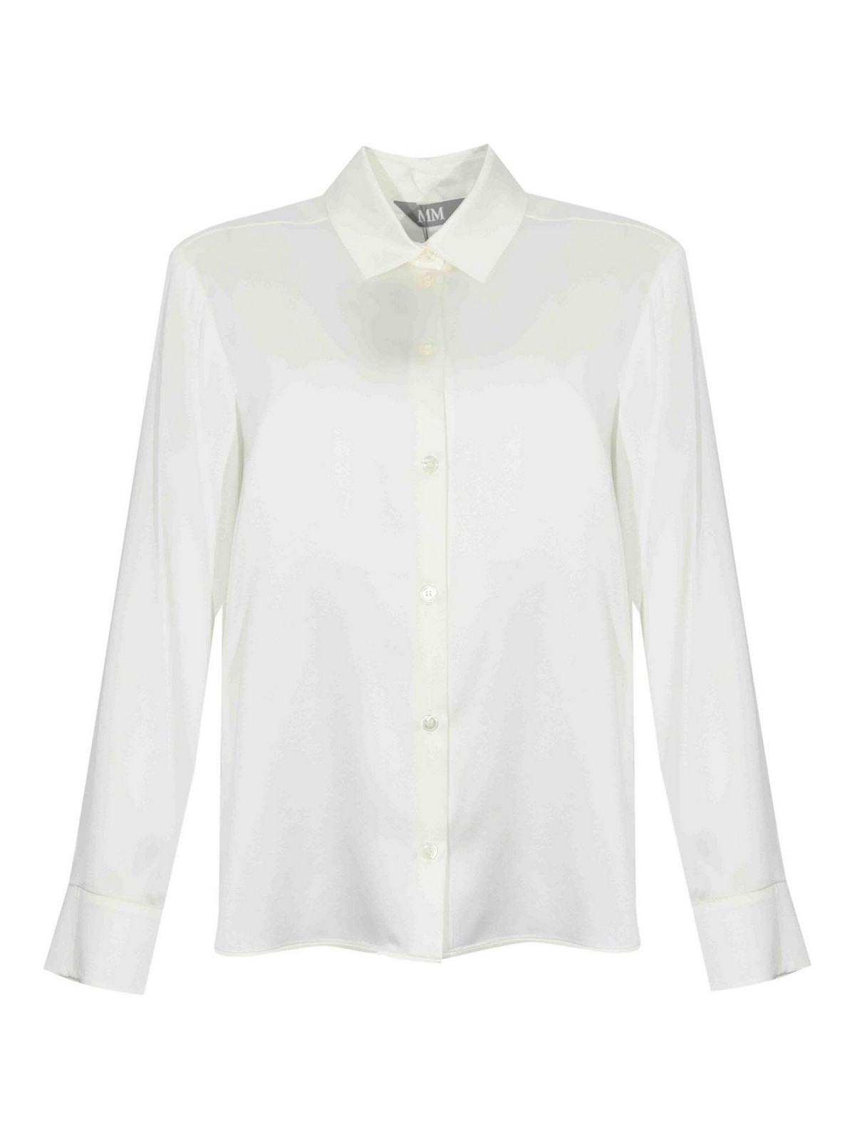Max Mara Verve Silk Satin Shirt In White