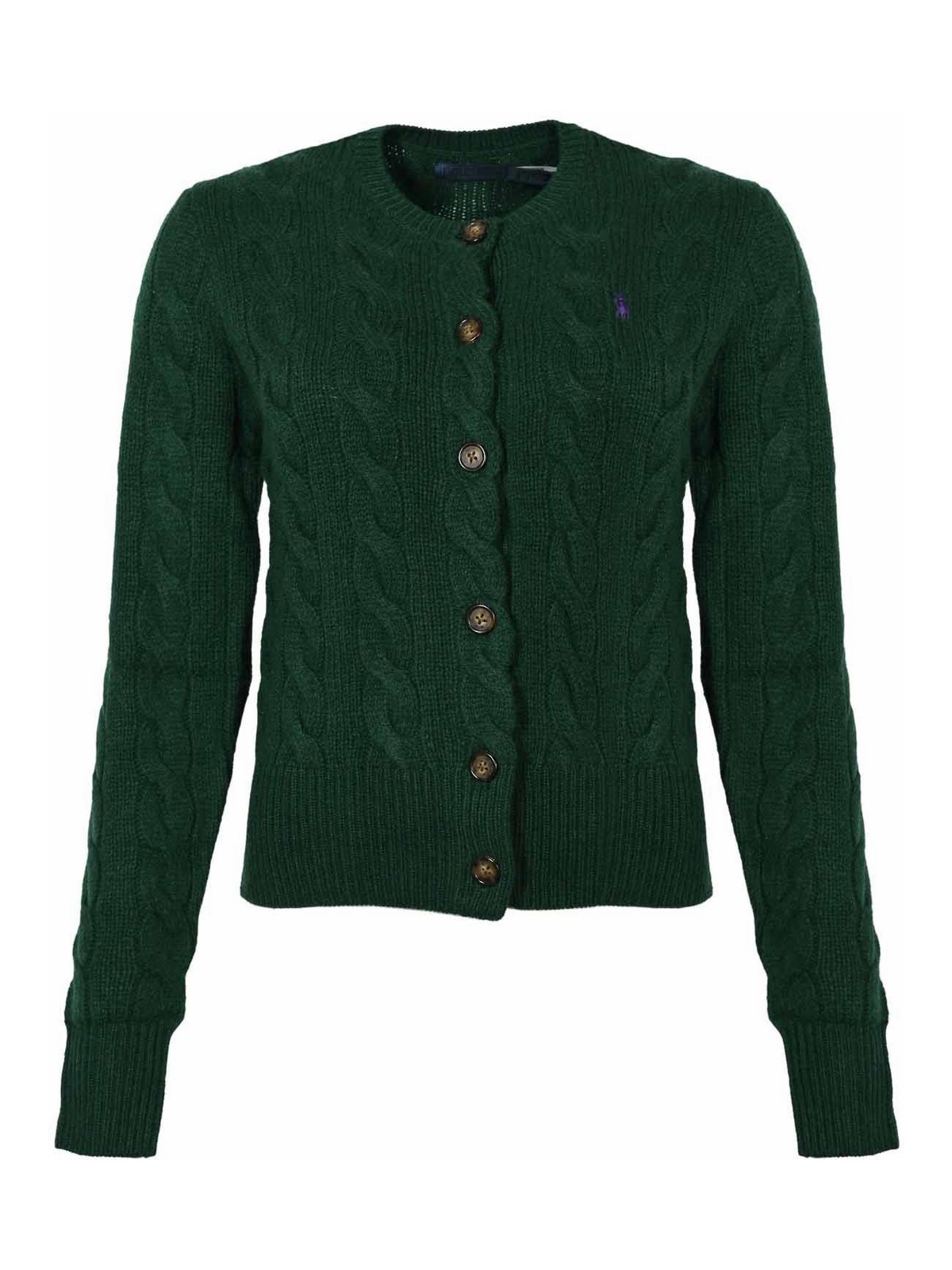 Polo Ralph Lauren Cable-knit Cardigan In Wool And Cashmere In Green