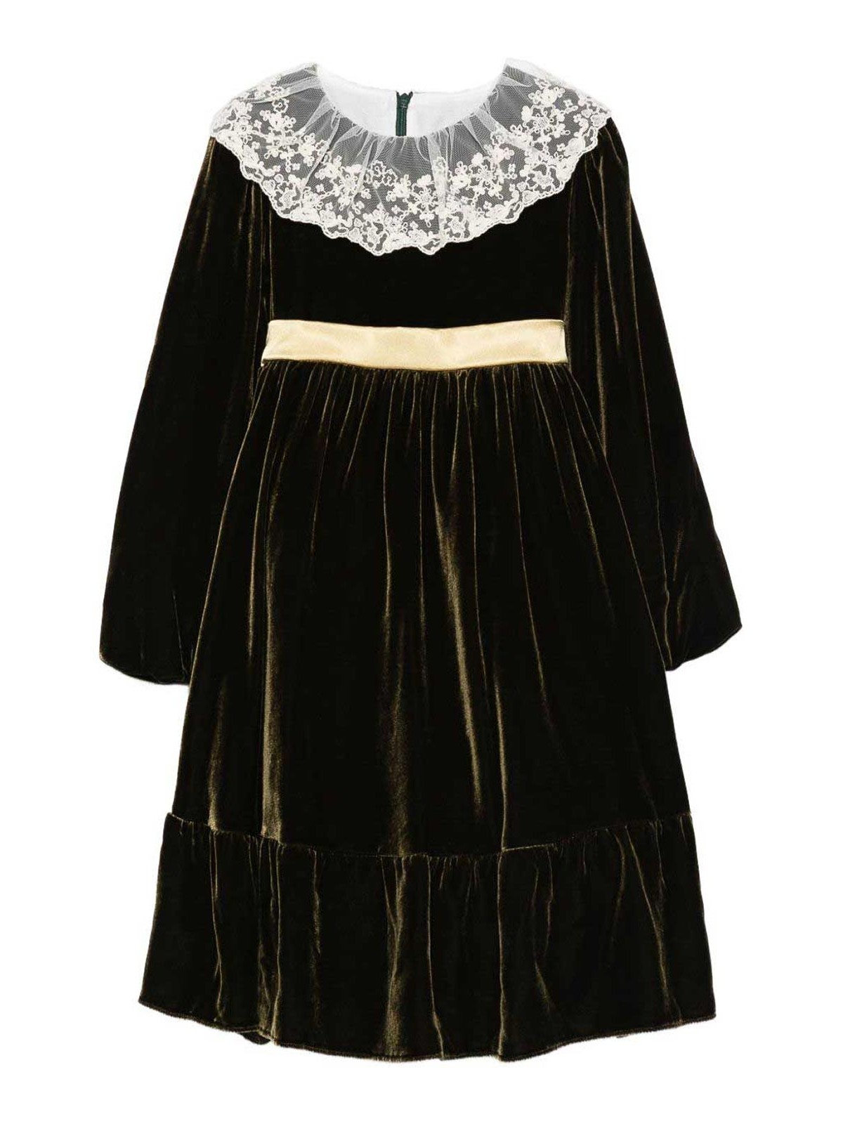 La Stupenderia Kids' Dress With Lace Collar In Blue