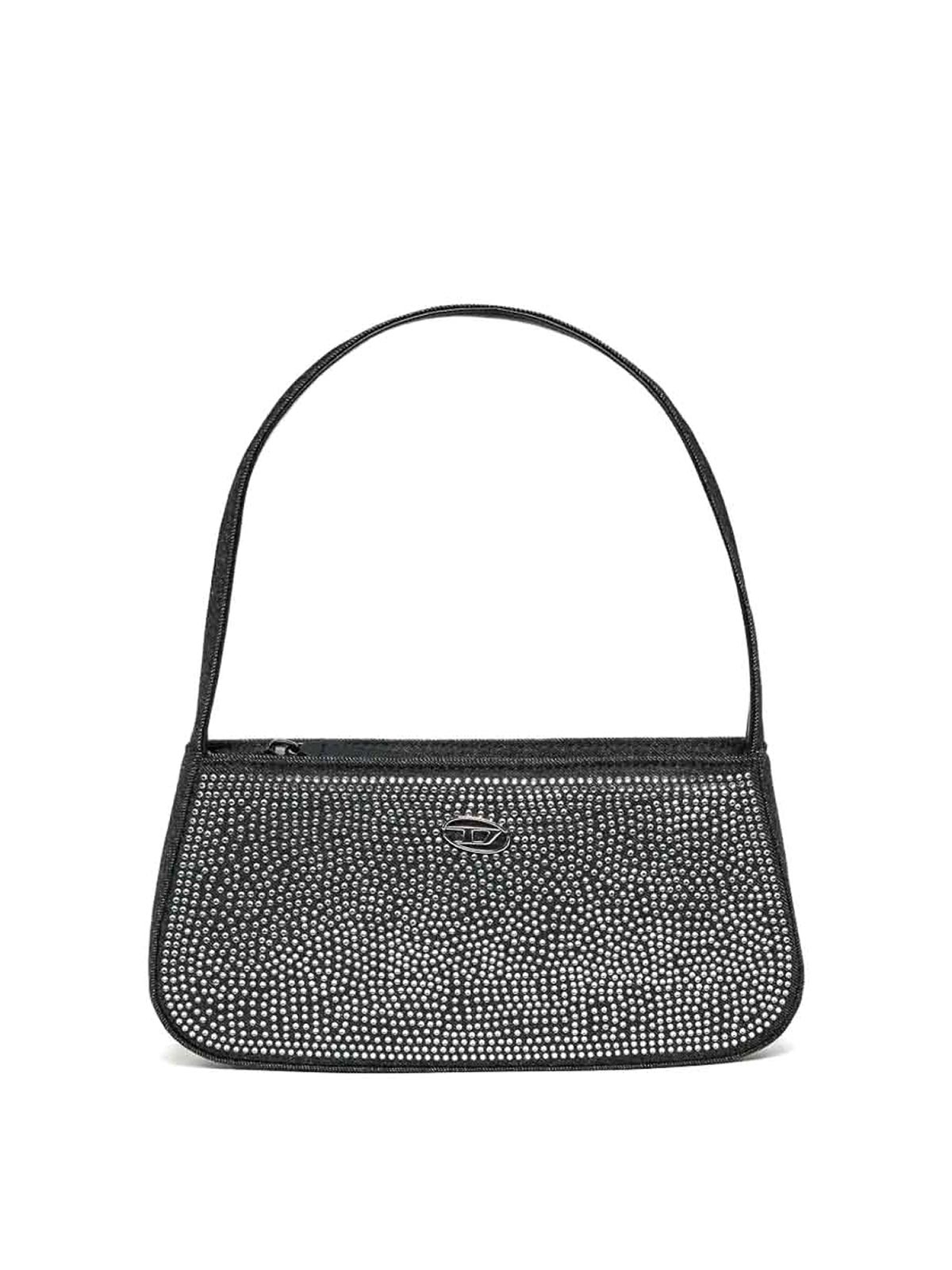 Diesel Shoulder Bag With Rhinestones - Grey|J02530KXBRMK02