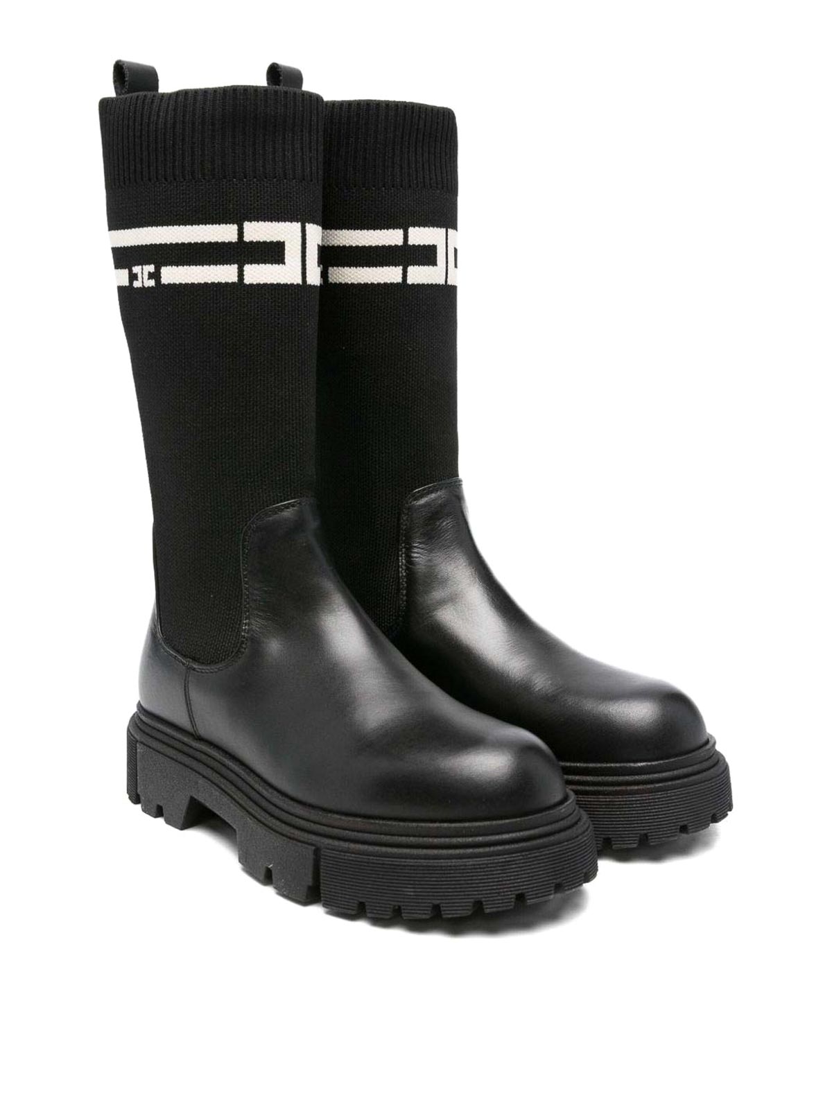 Elisabetta Franchi Kids' Sock Boots In Black