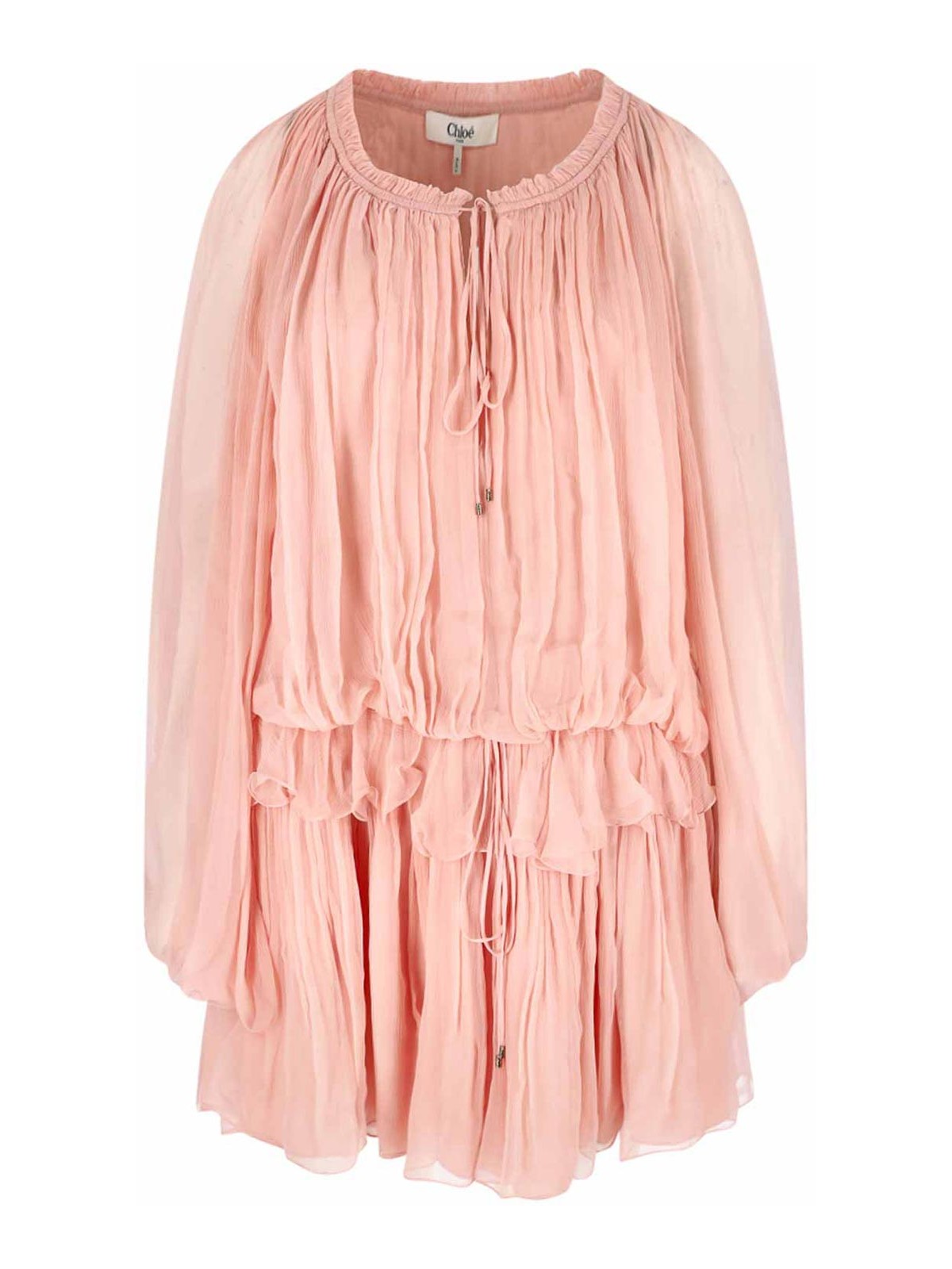 Chloé Mini Silk Dress In Nude