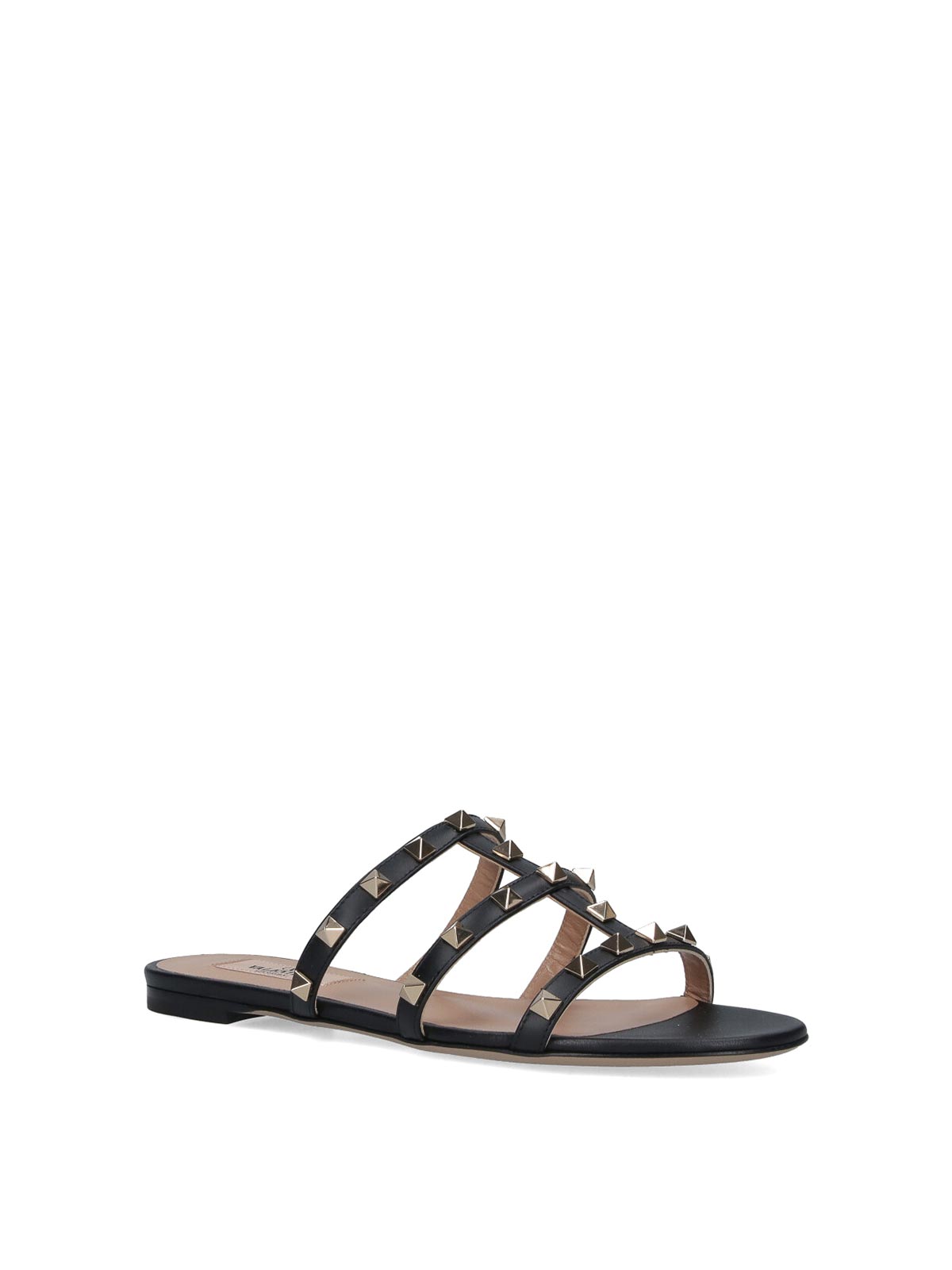 Valentino Slide Sandals In Black