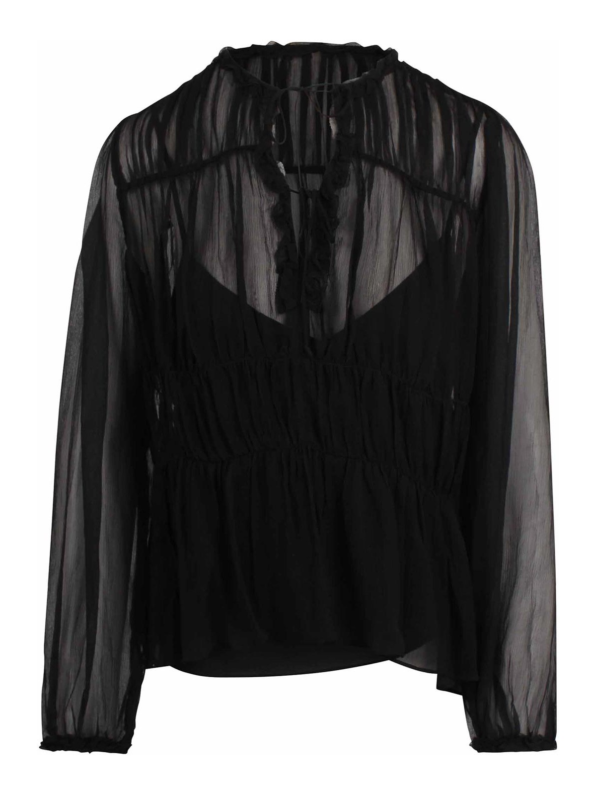 Ulla Johnson Soraya Semi-sheer Blouse With Bow At The Neck In Black