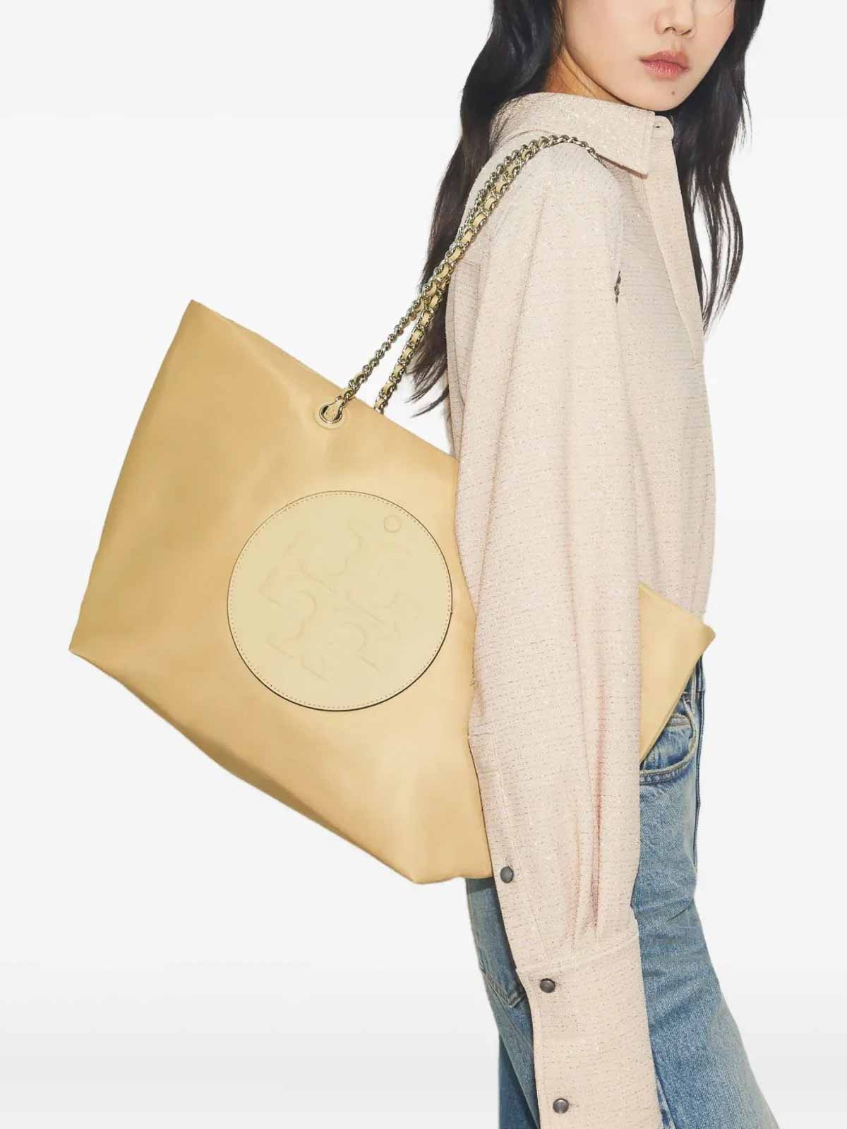 Tory Burch Ella Chain Zip Tote Pralines In Sand