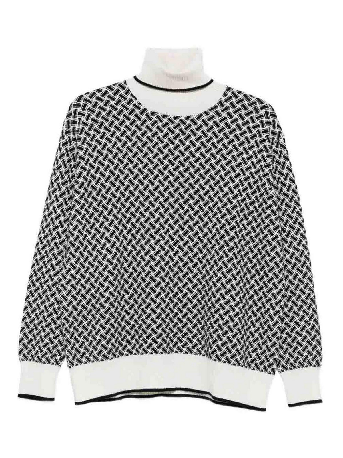 Drumohr Long Sleeve Turtle-neck Sweater In White