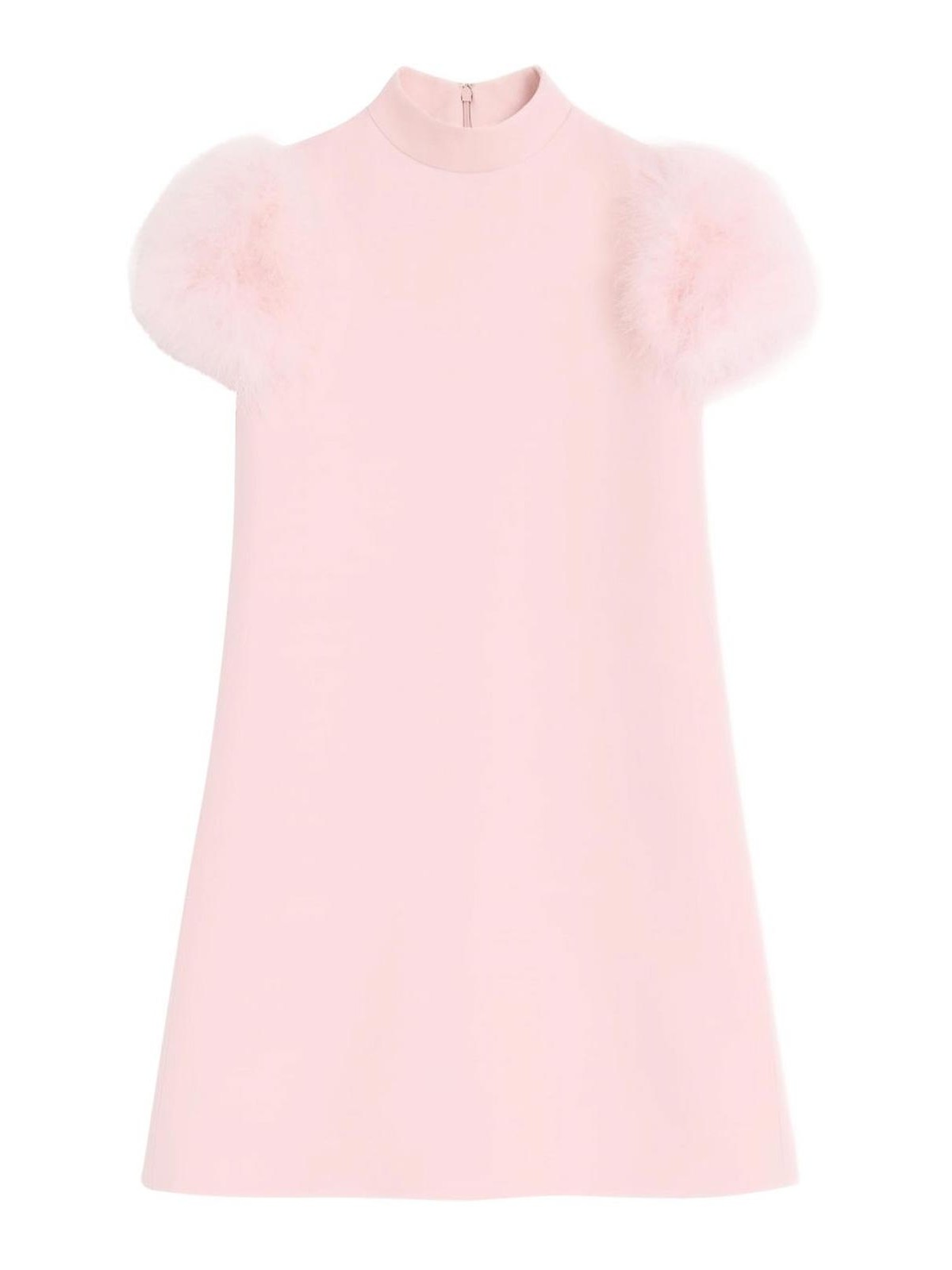 Valentino Feathered Wool And Silk Dress In Nude