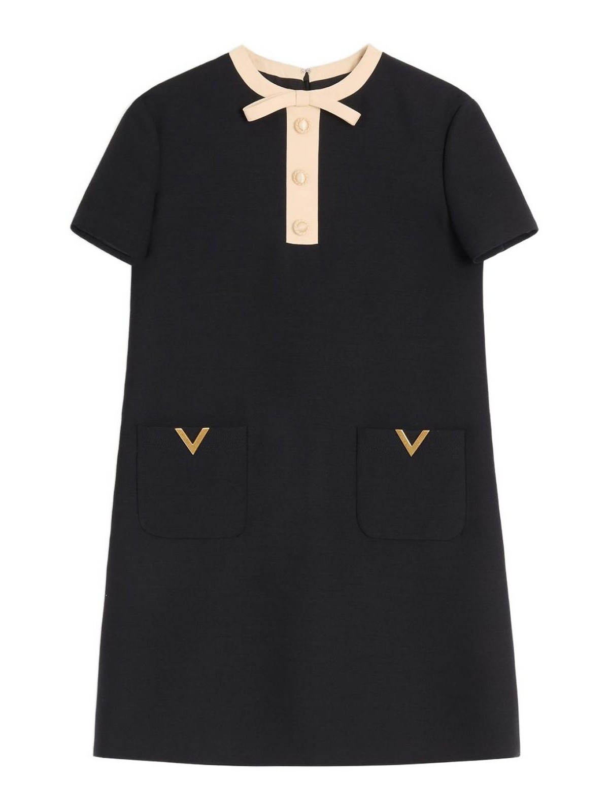 Valentino Wool And Silk Blend Dress In Black