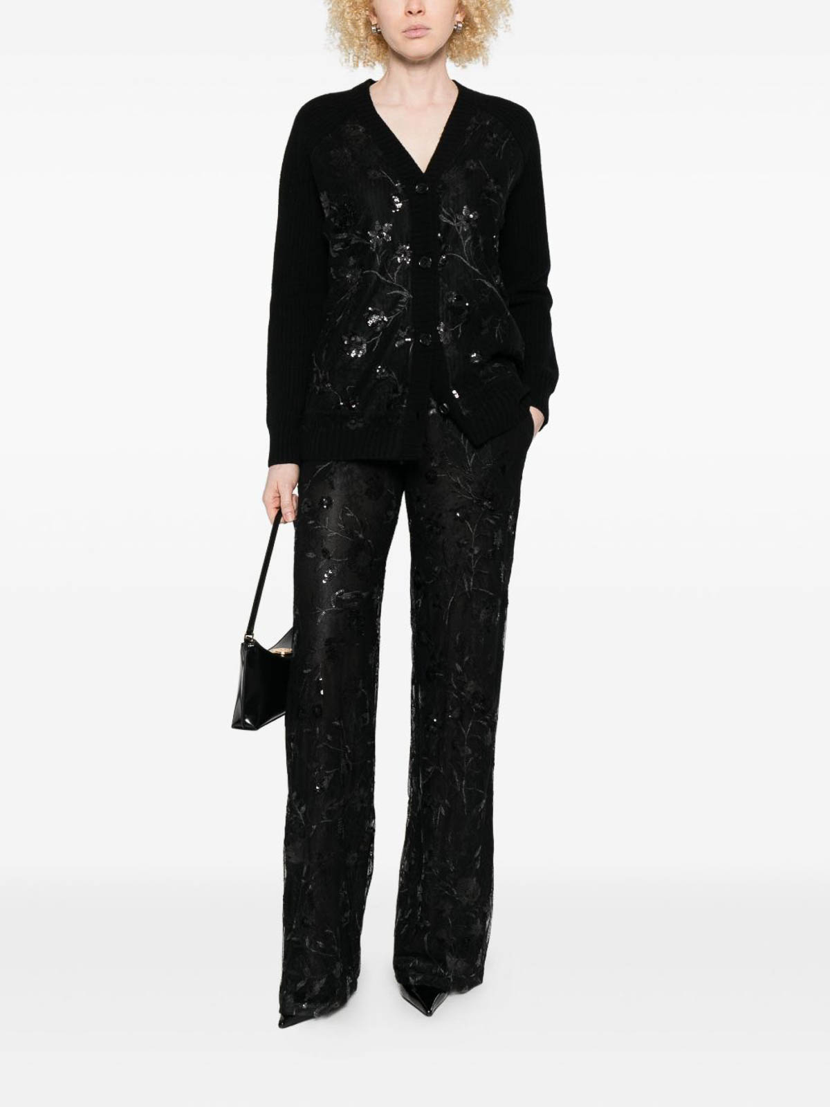 Ermanno Firenze Sequined Trousers In Black