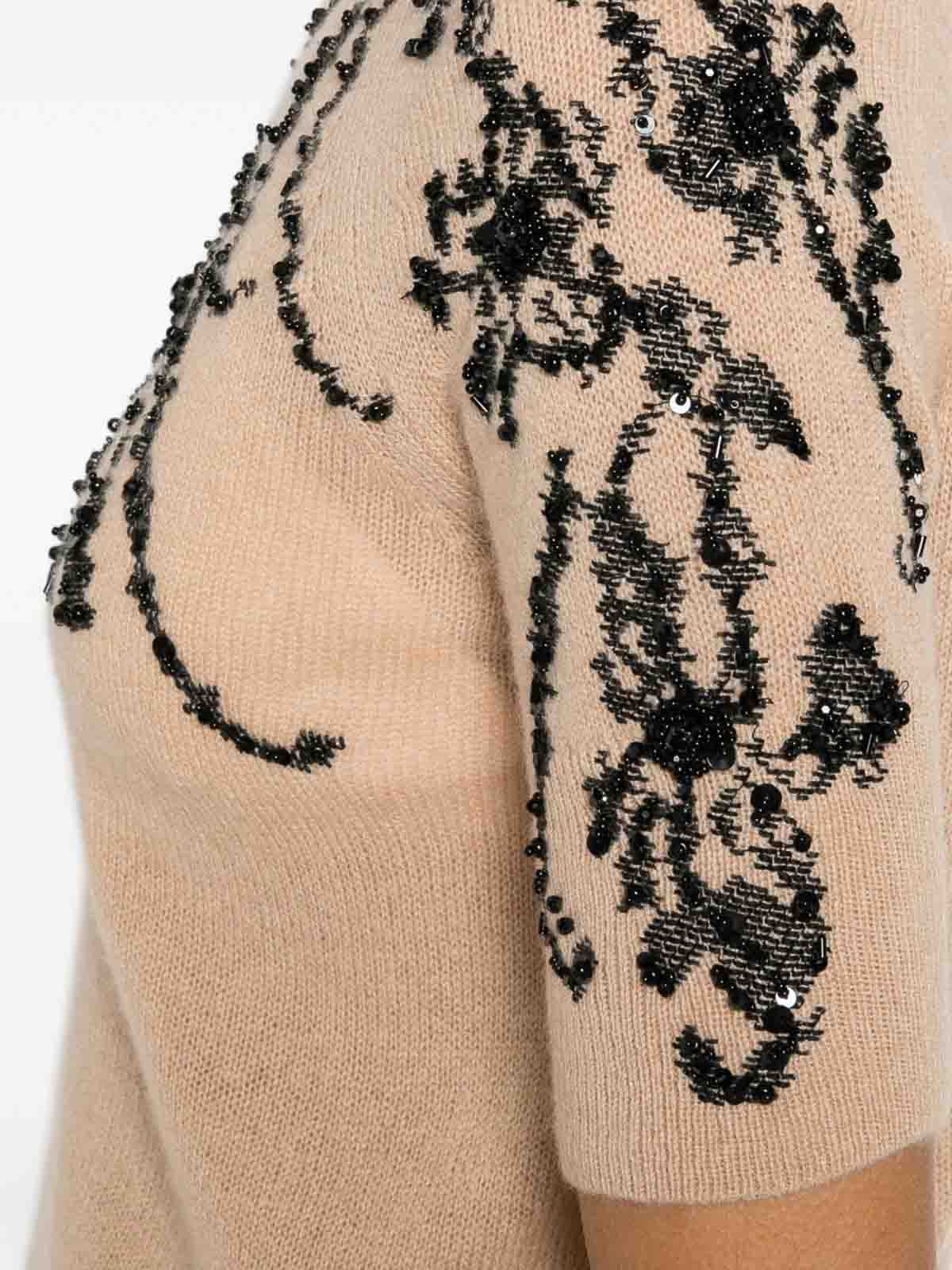 Ermanno Scervino Embroidered Cashmere Sweater In Sand