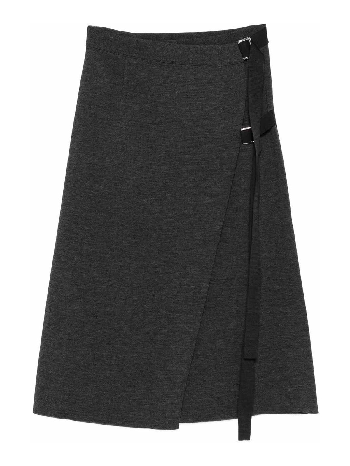 Mrz Wool Midi Skirt In Gray