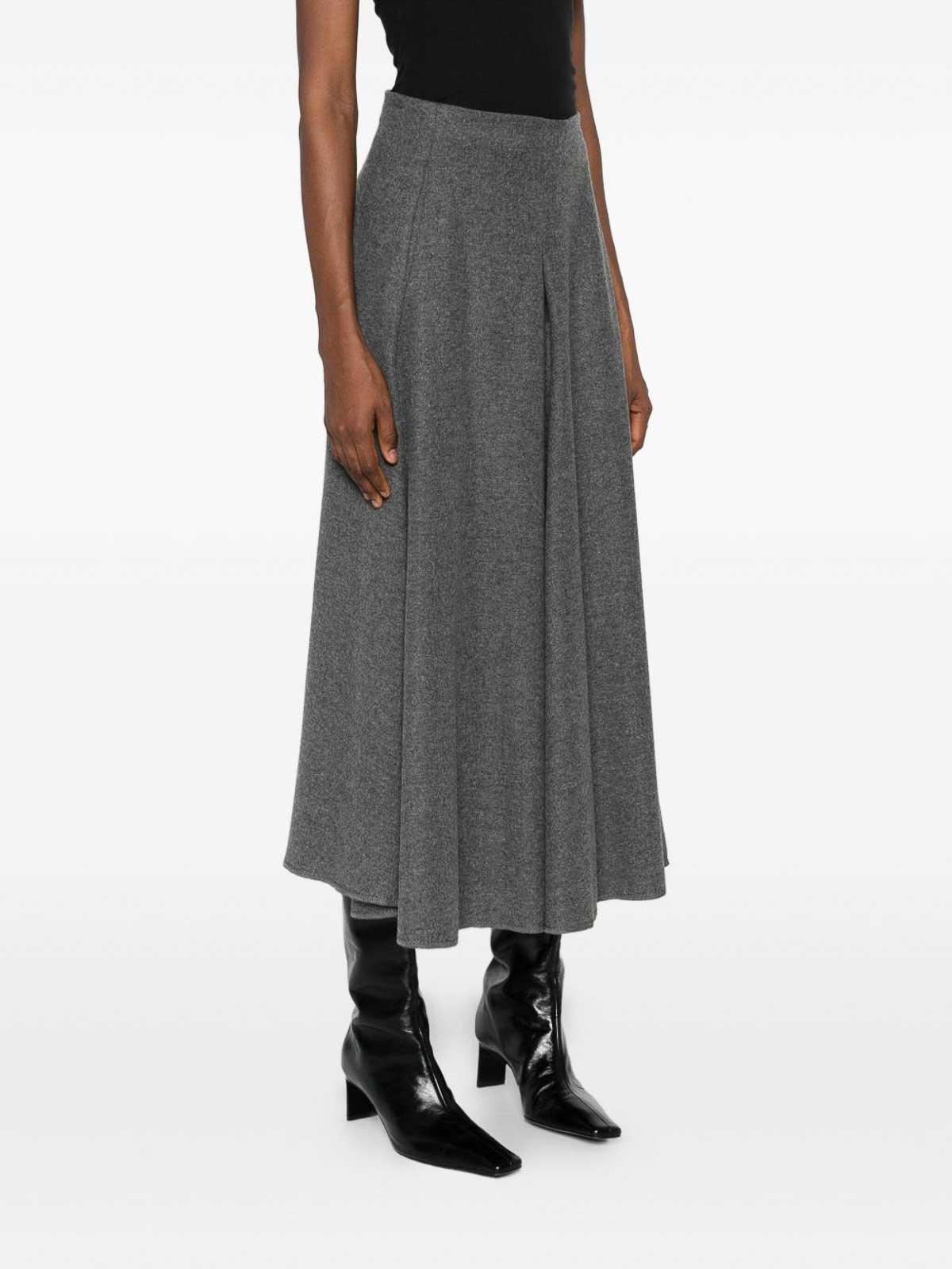 Susanne Bommer Wool Midi Skirt In Gray