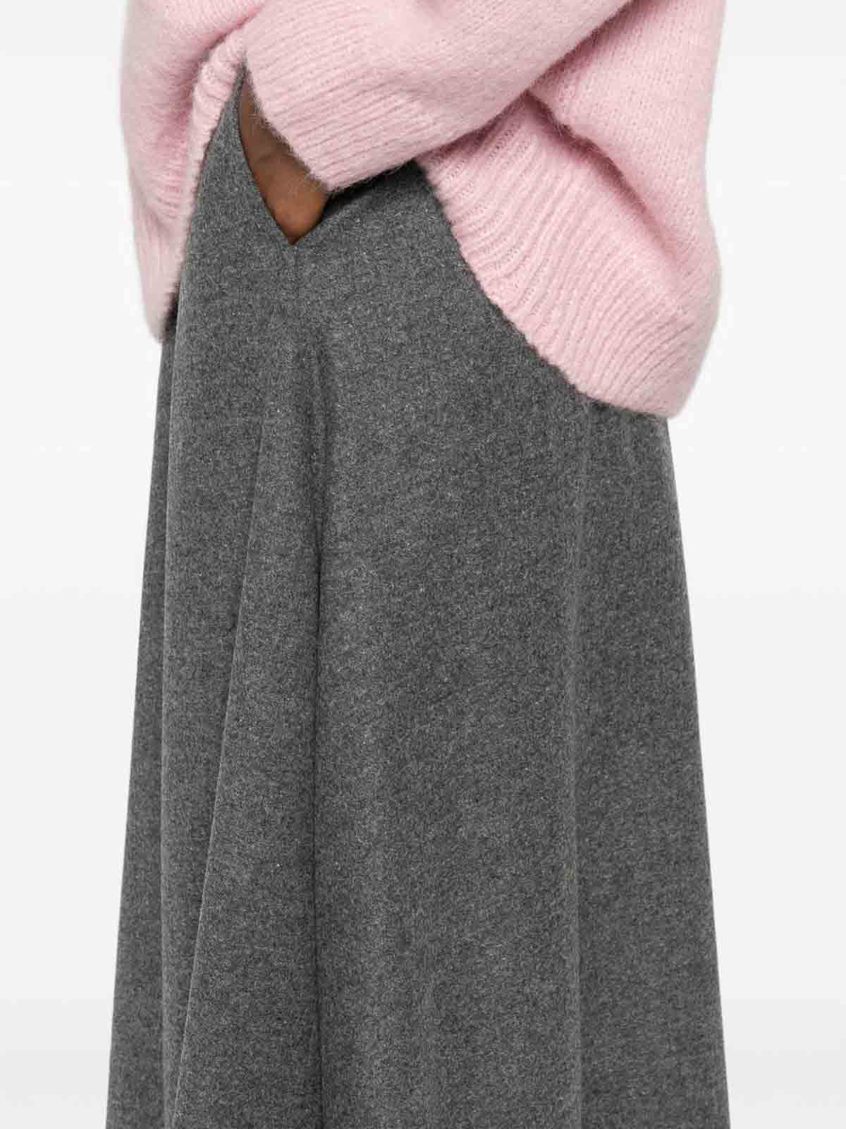 Susanne Bommer Wool Midi Skirt In Gray