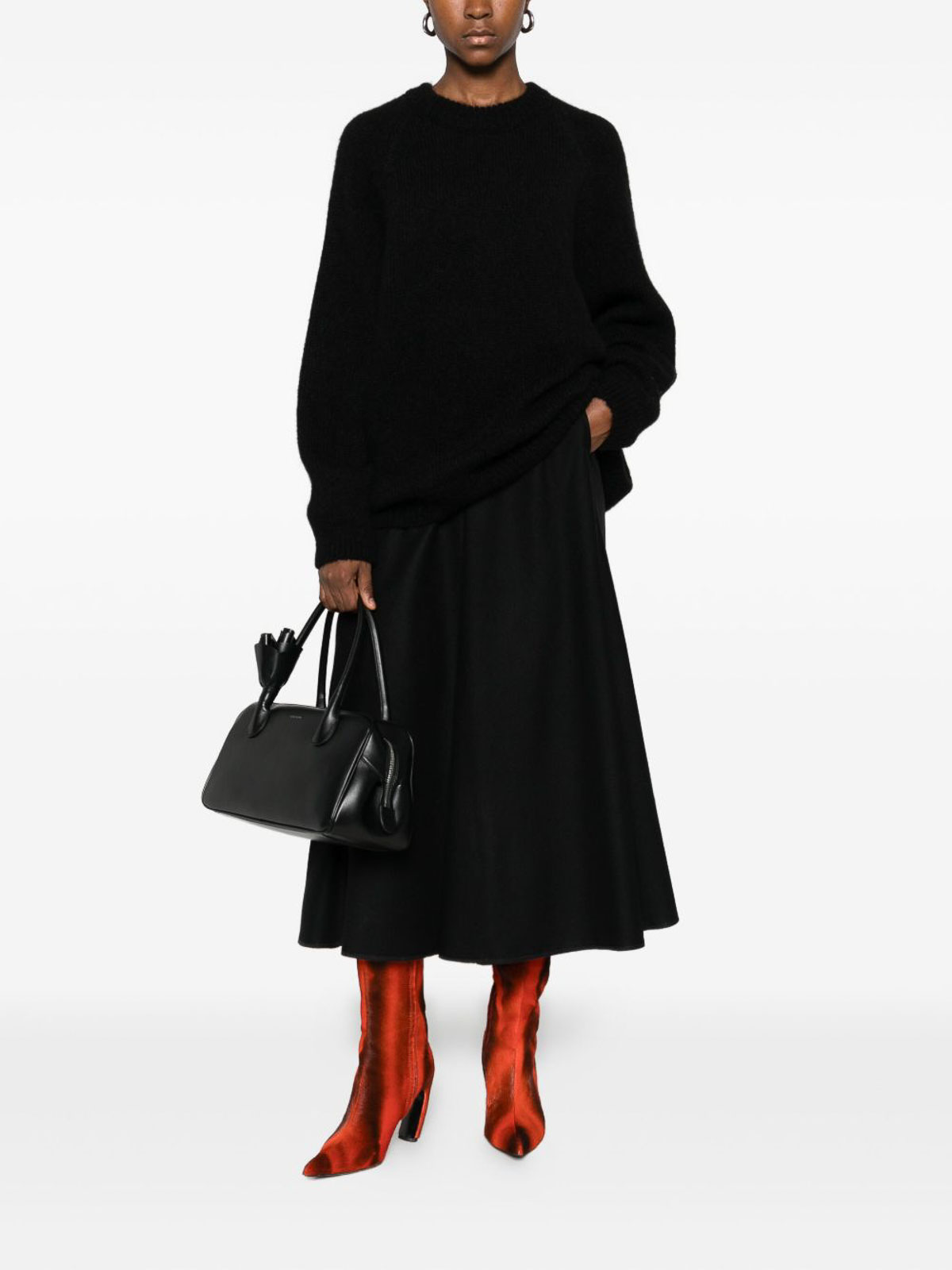 Susanne Bommer Cotton Midi Skirt In Black