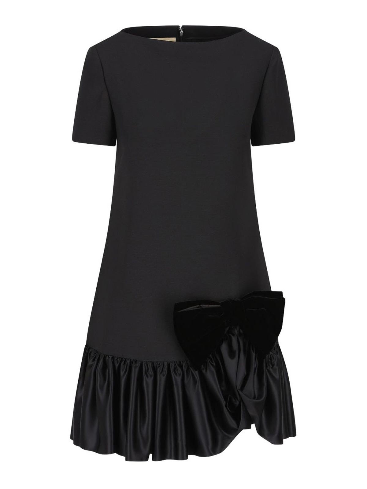 Valentino Bow Detail Wool And Silk Mini Dress In Black