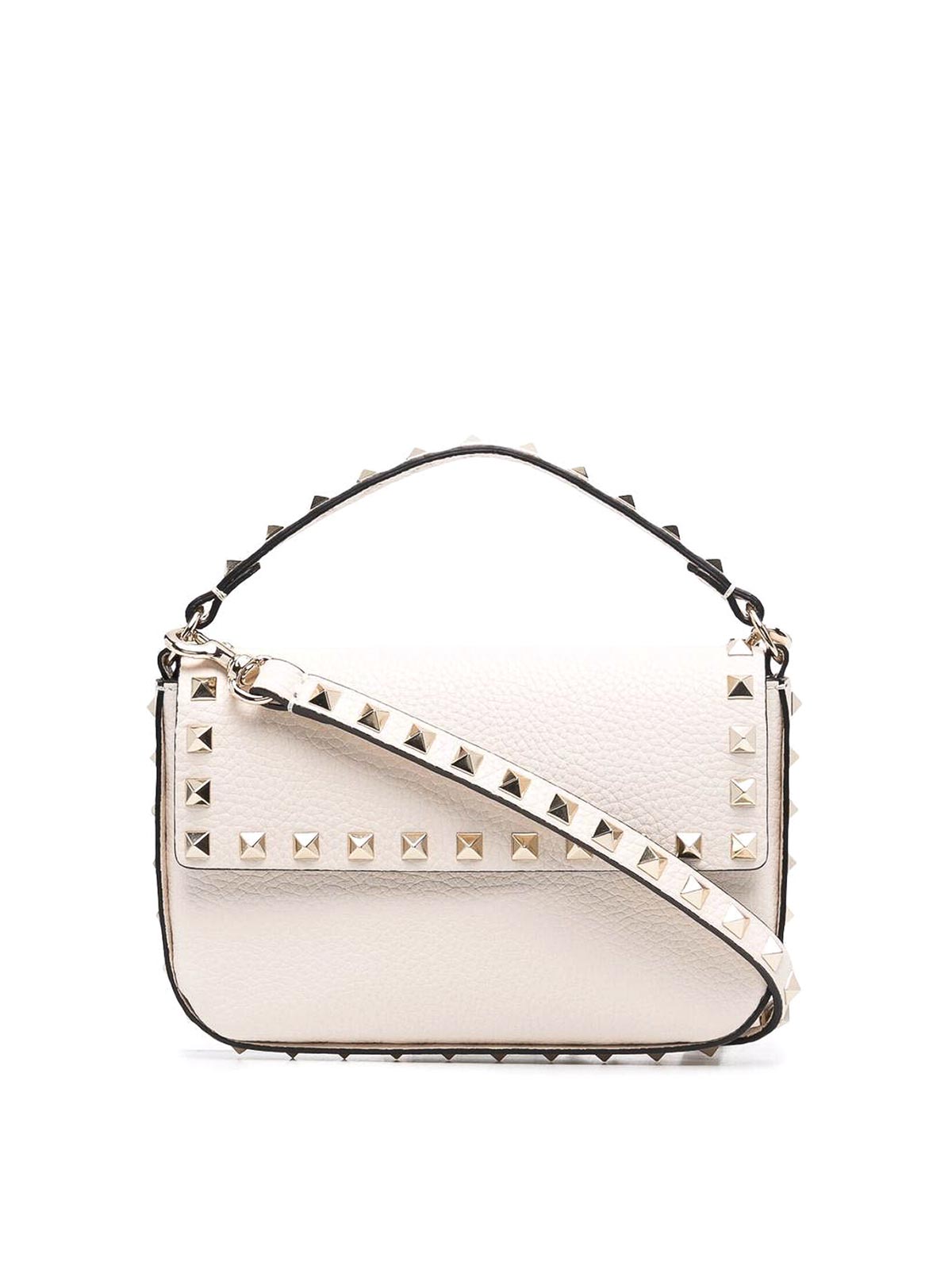 Valentino Garavani Rockstud Leather Mini Bag In White