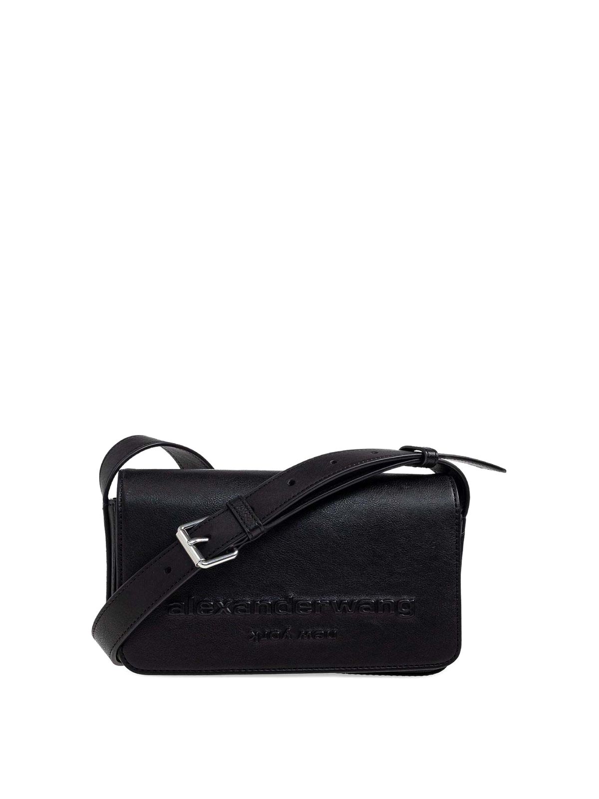Alexander Wang Punch Flap Crossbody Leather Small In Black