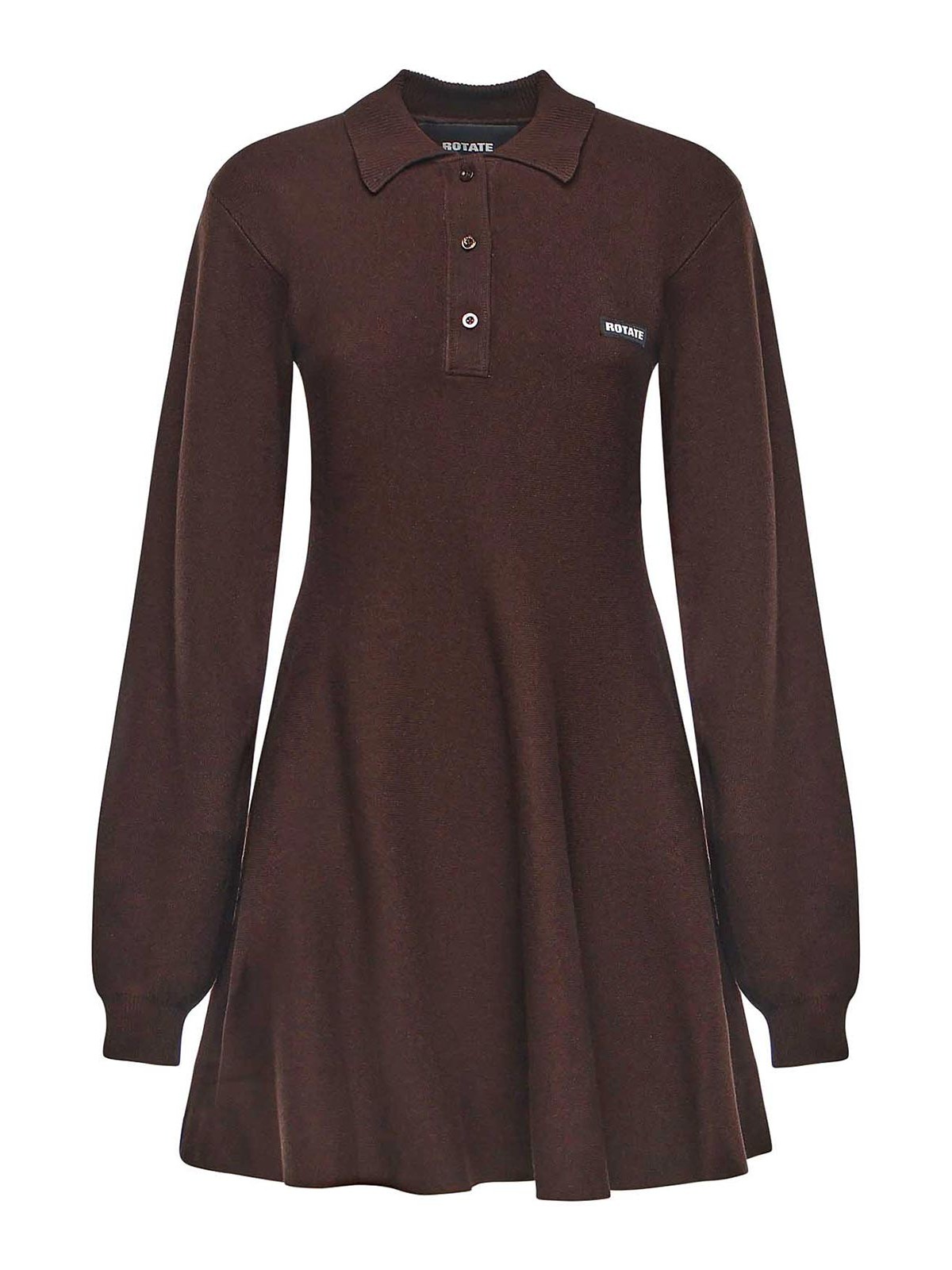 Rotate Birger Christensen Knit Polo Dress In Brown