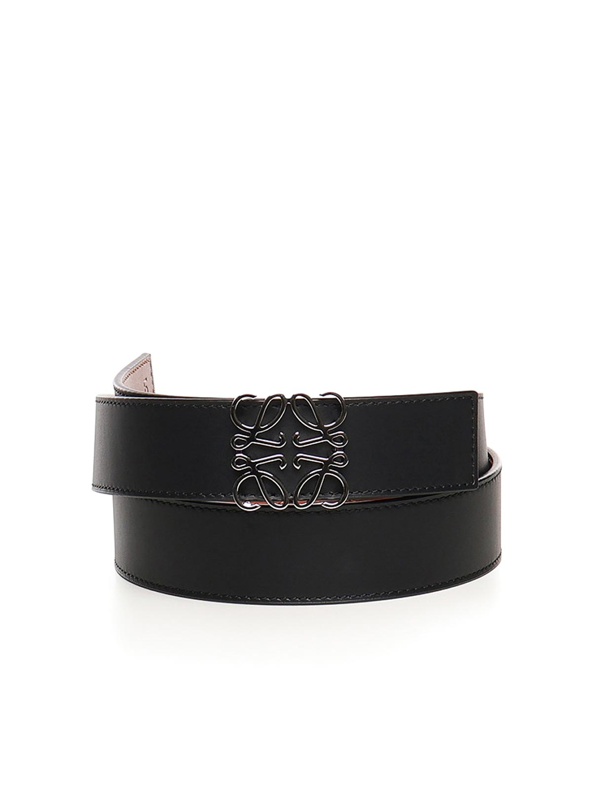 Loewe Anagram Calfskin Belt In Black