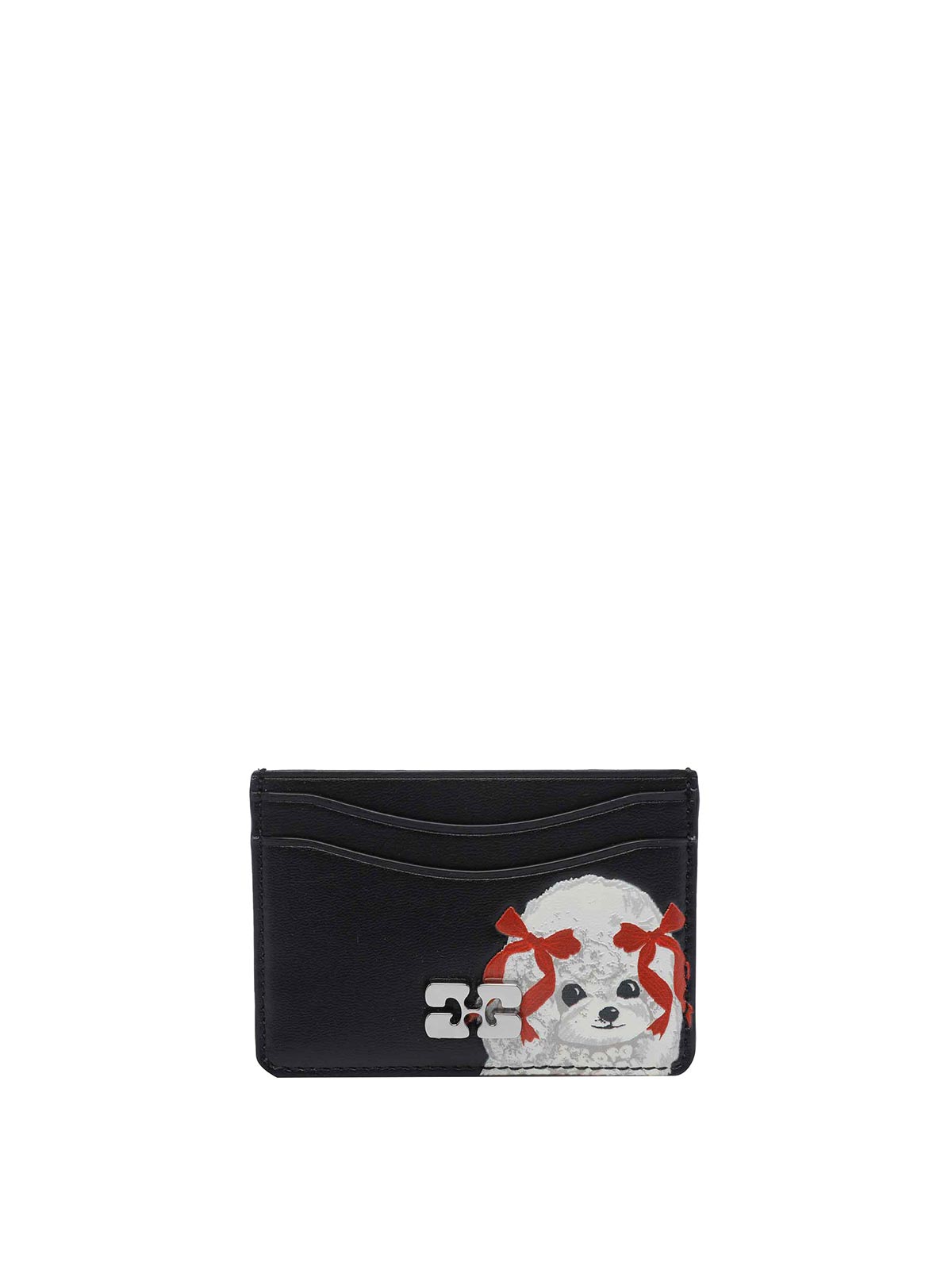 Ganni Black Bou Animals Logo Cards Holder