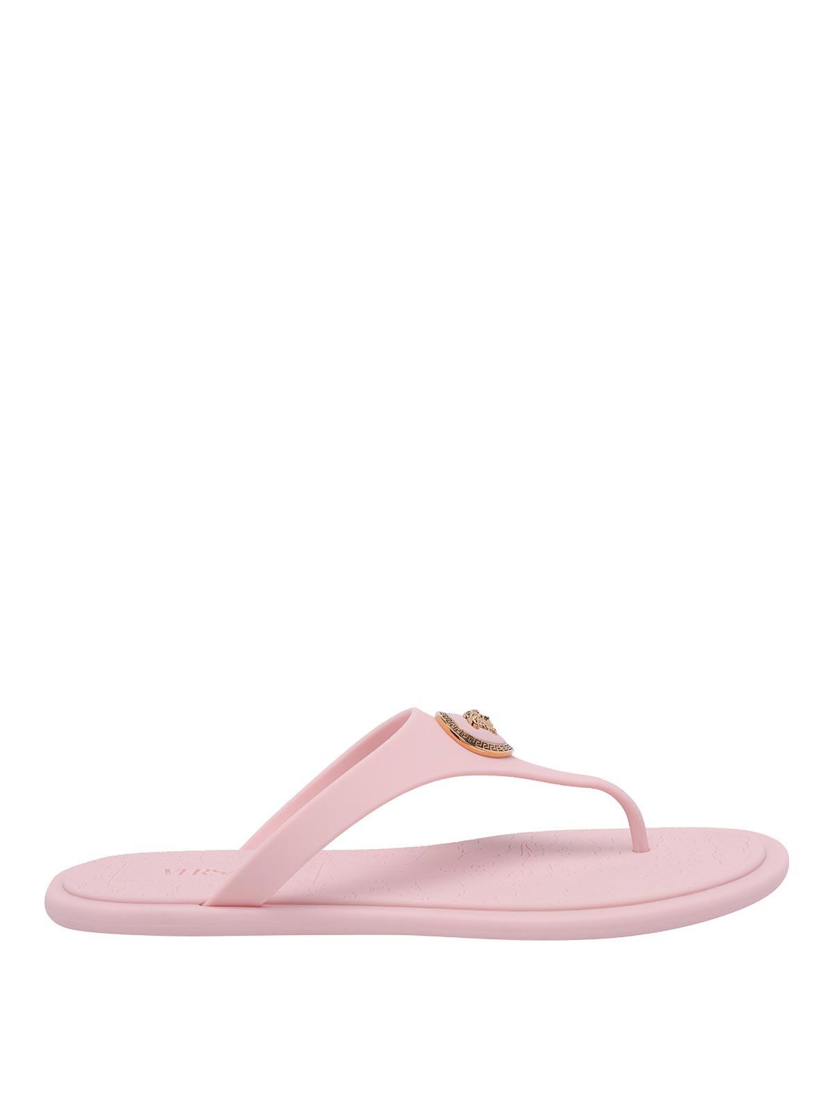 Versace Alia Rubber Flat Sandals In Nude