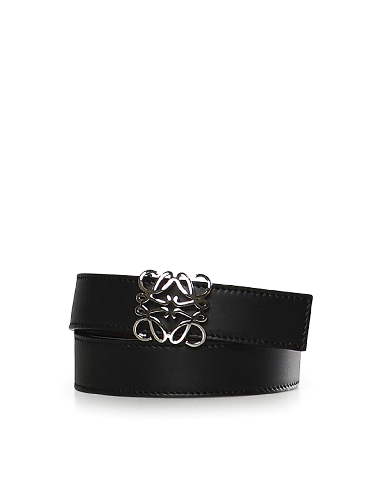 Loewe Anagram Bomb Reversible Calfskin Belt In Black