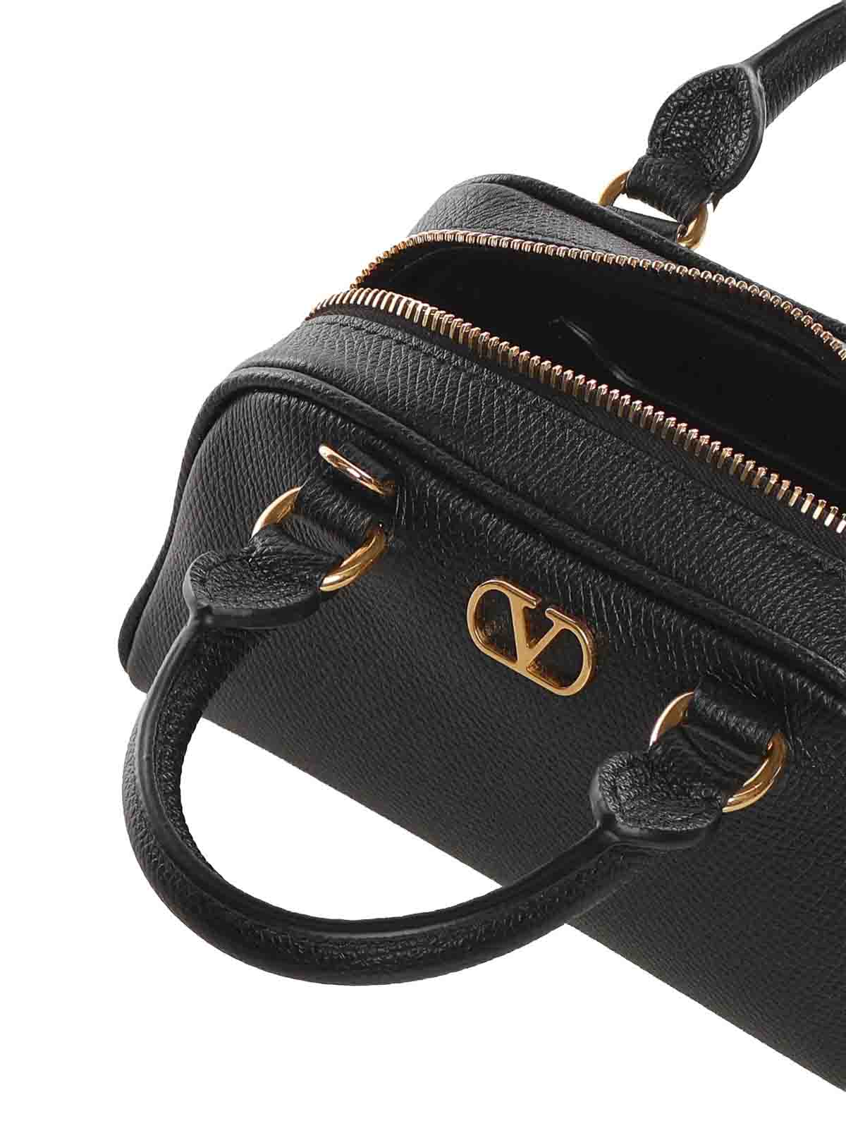 VALENTINO GARAVANI ミニボストンバッグ レザー ブラック VALENTINO（ヴァレンティノ） レザー Vロゴ 2way ショルダー ミニ