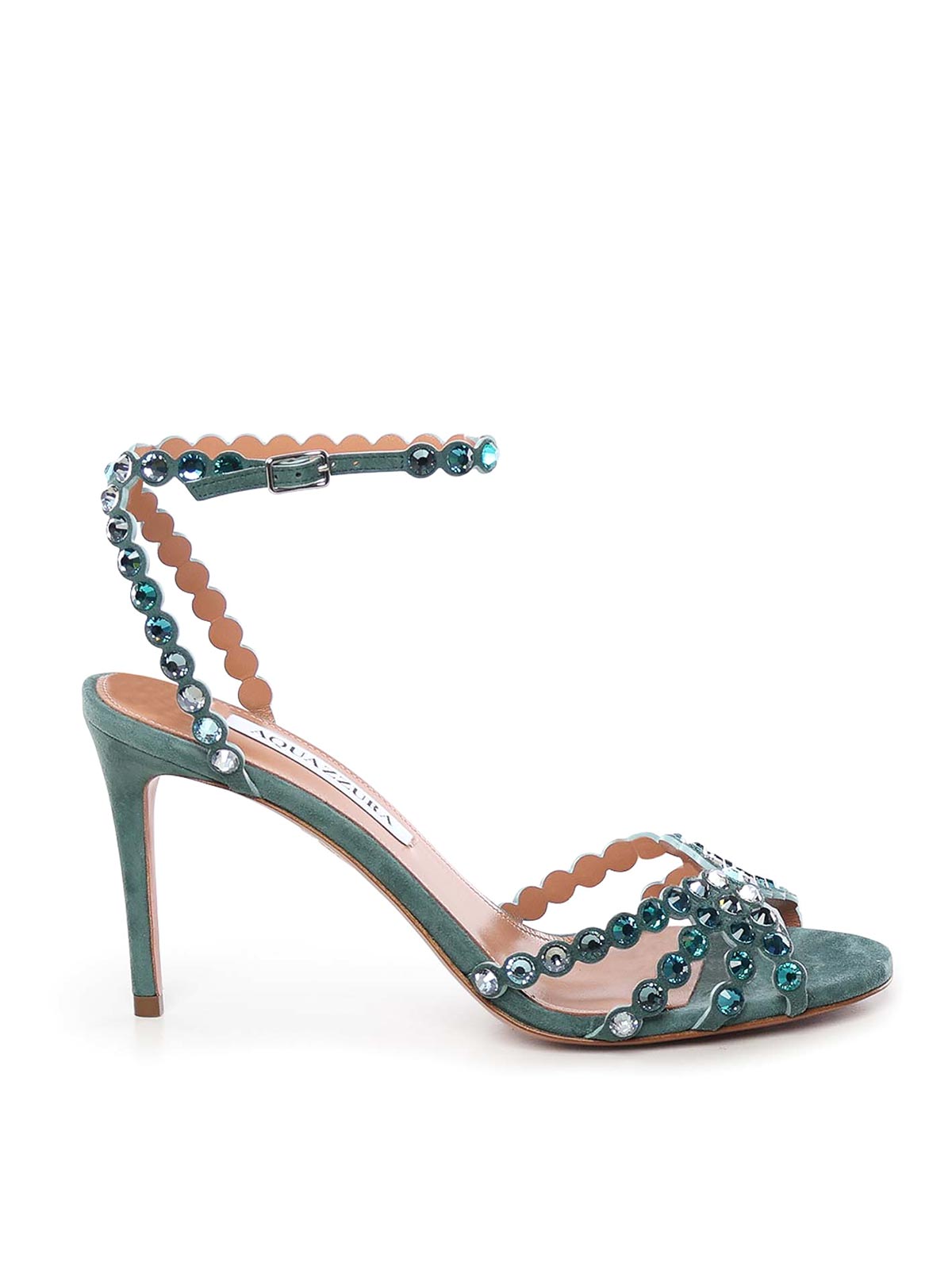 Aquazzura Tequila Crystal Sandals In Green