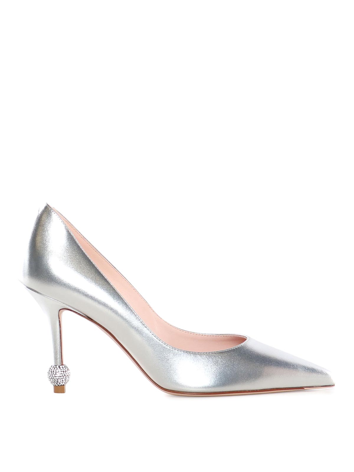 Roger Vivier Jewel Heel Leather Pumps In Silver