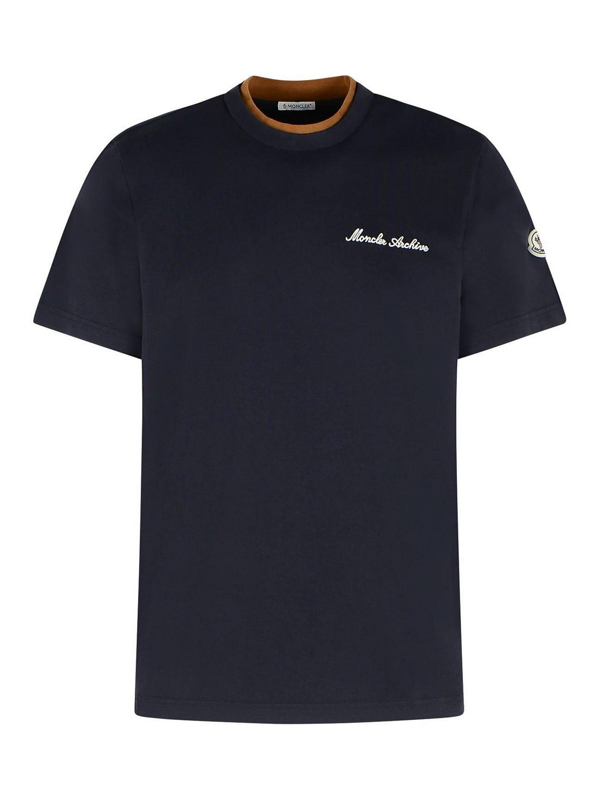 Moncler Navy Blue Cotton Embroidered Logo T-Shirt|0918C0001589AYY742