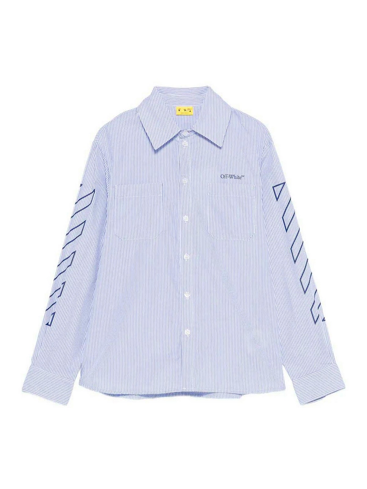 Off-white Kids' Shirt With Logo In Blue