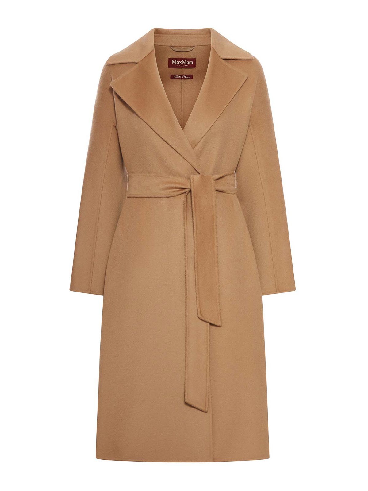 Max Mara Cashmere Coat With Belt In Brown