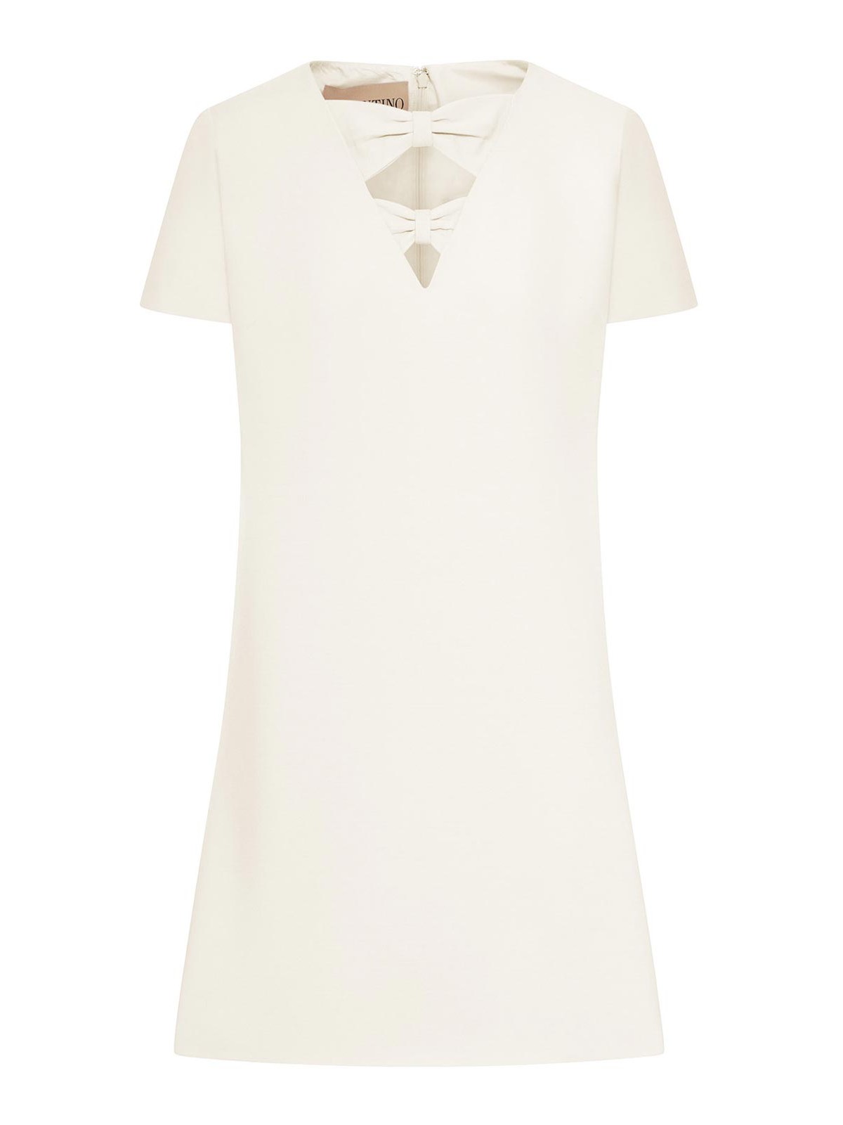 Valentino Crepe Mini Dress With Bow Detail In Nude