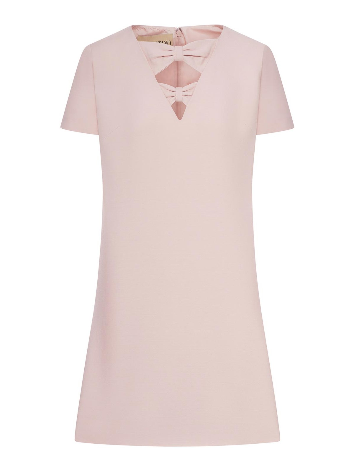 Valentino Crepe Mini Dress With Bow Detail In Nude