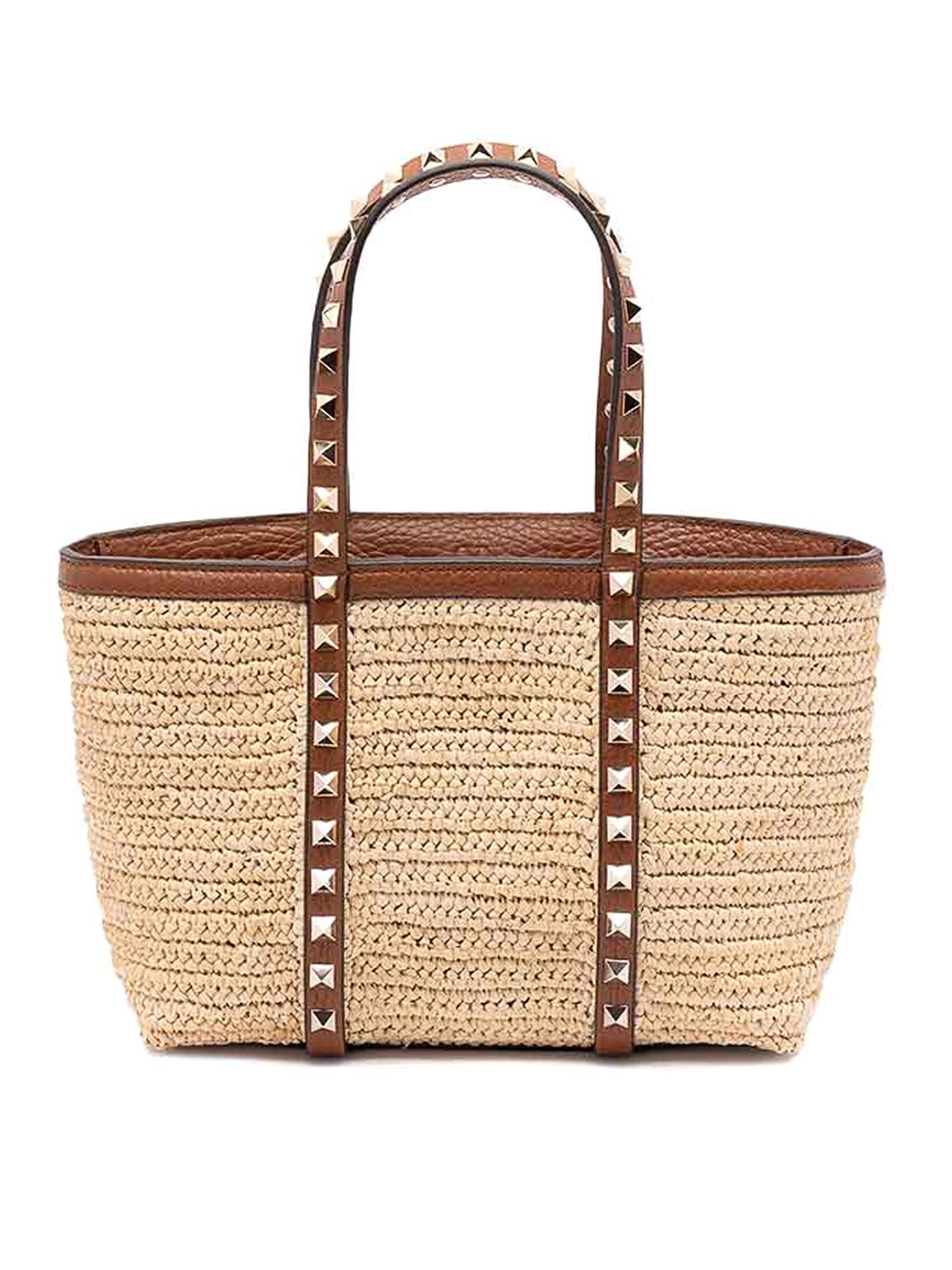 Valentino Garavani Rockstud Mini Tote In Brown