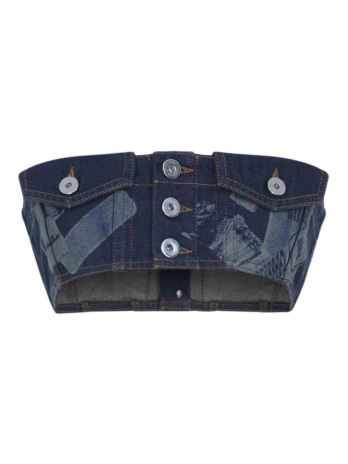 Jean Paul Gaultier Denim Bra Top In Multi