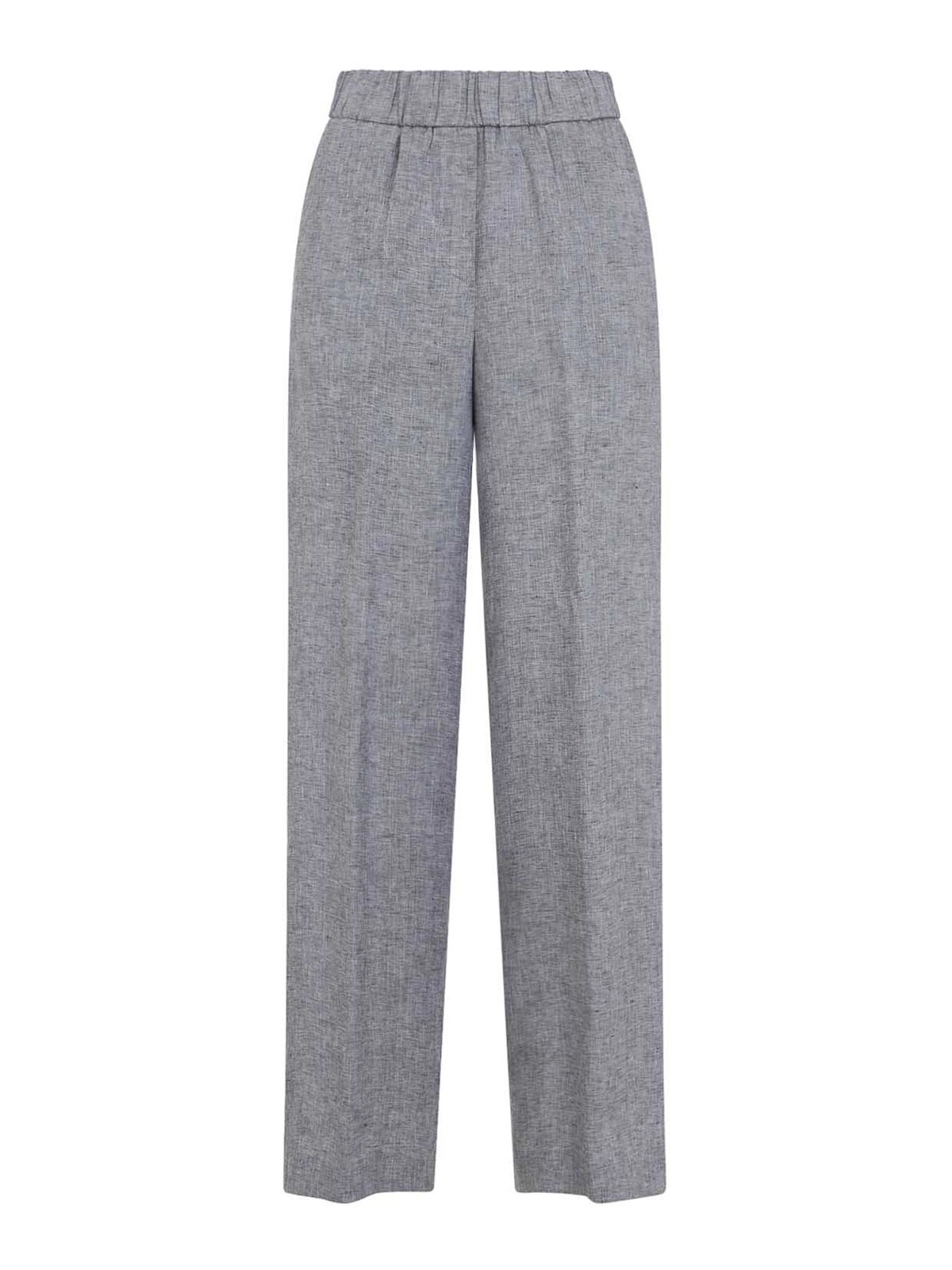 Peserico Linen Straight Pants In Blue
