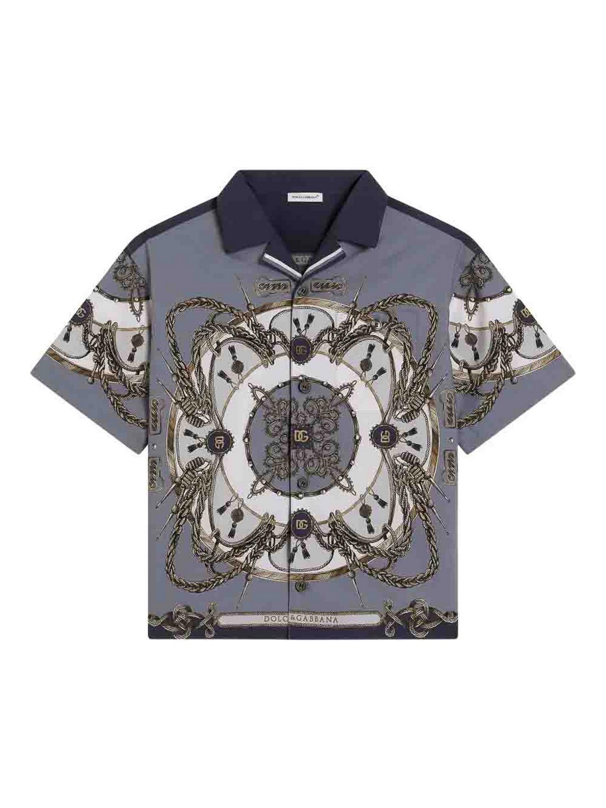 Dolce & Gabbana Cargo-print Poplin Shirt In Multi