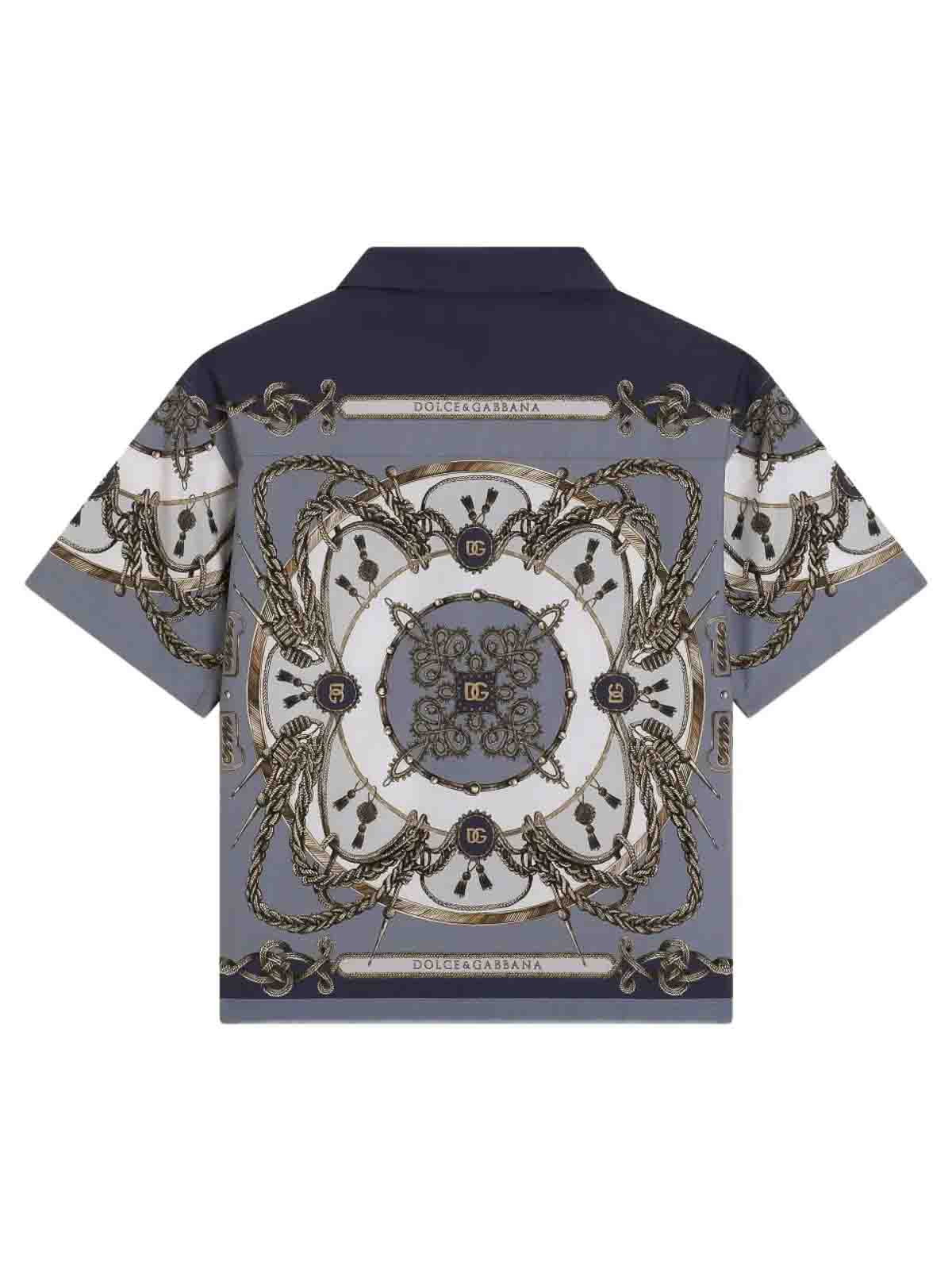 Dolce & Gabbana Cargo-print Poplin Shirt In Multi