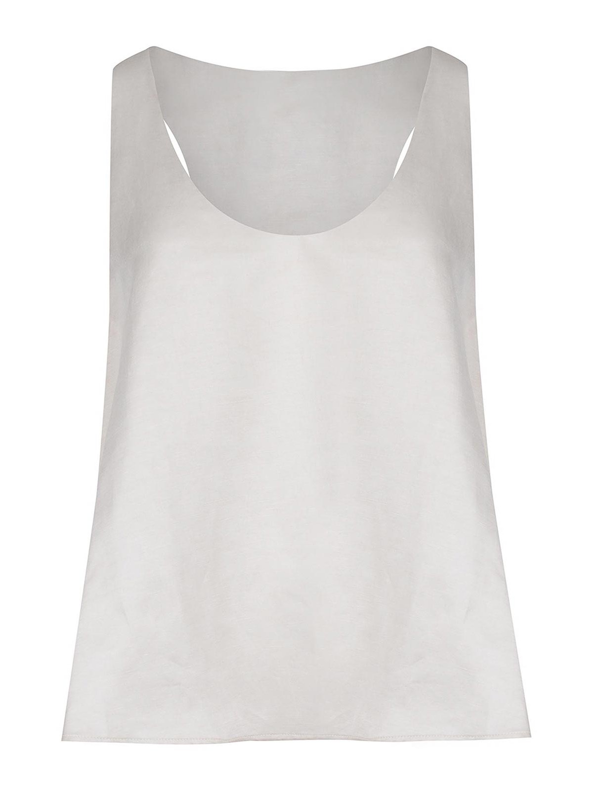 Alysi Tank Top Made Of  Linen Blend In Gray